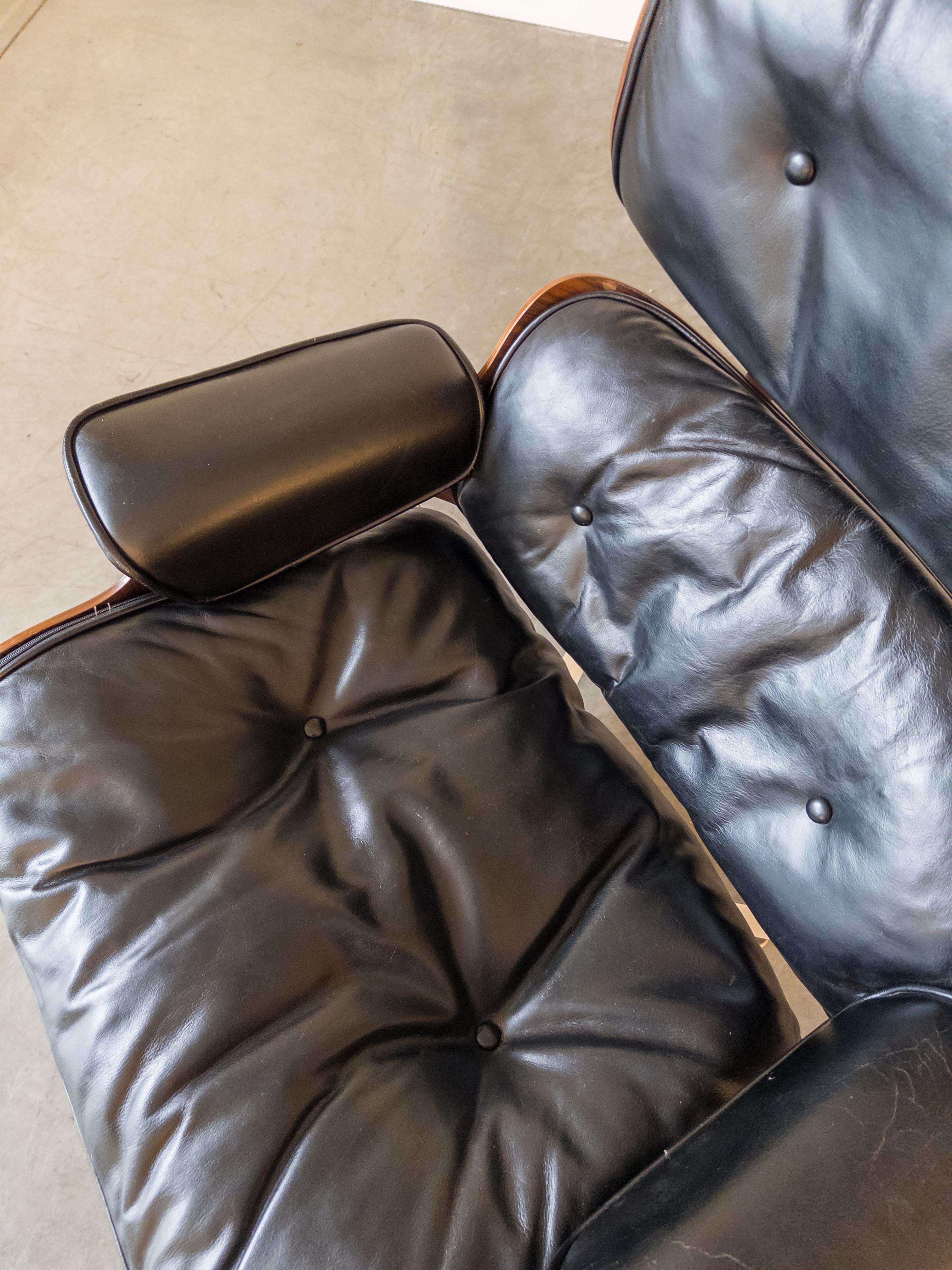 Mid-Century Modern Eames Leather Lounge Chair by Charles & Ray Eames for Herman Miller, 1960s