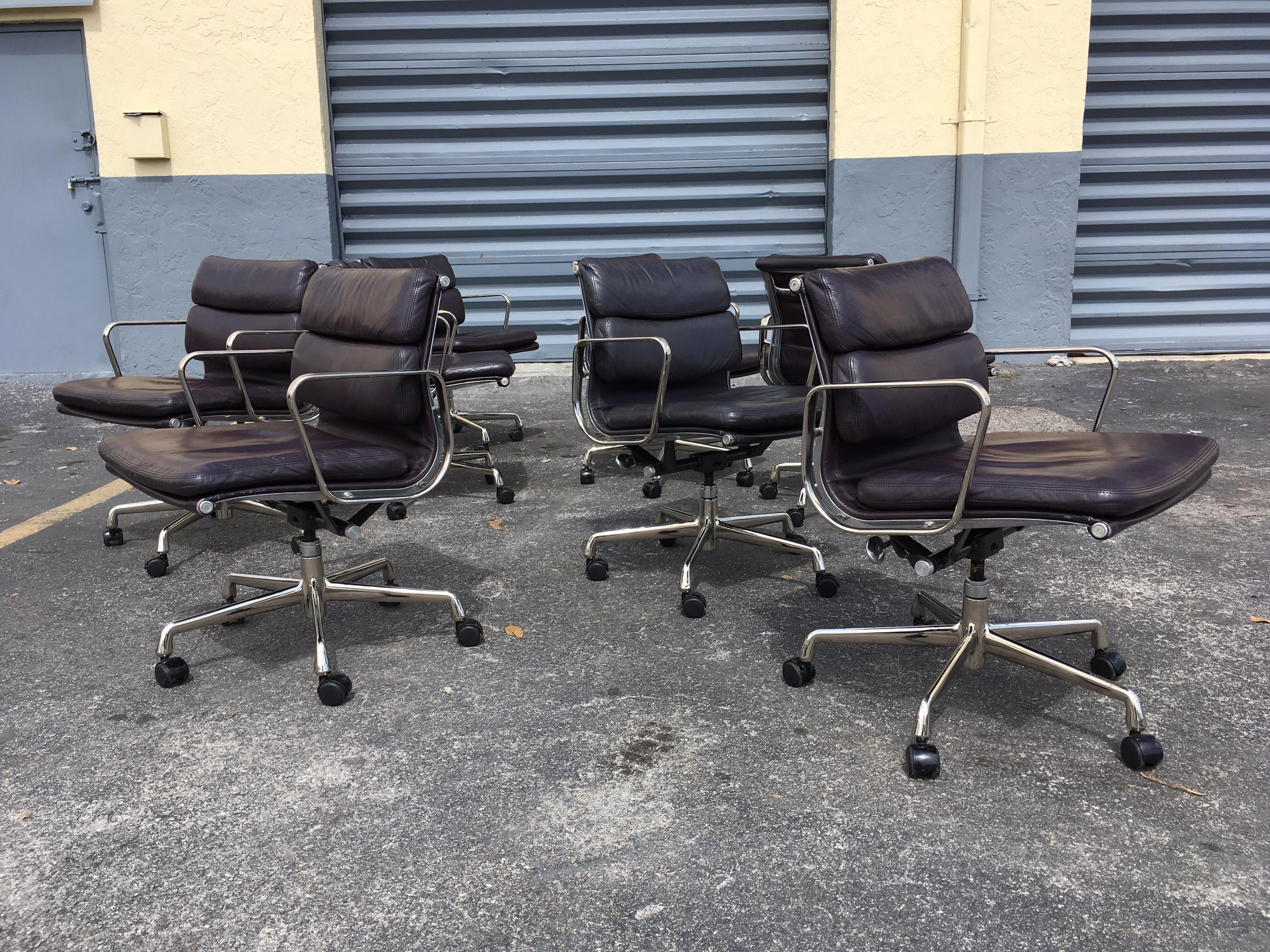 American Eames Leather Soft Pad Management Chairs for Herman Miller