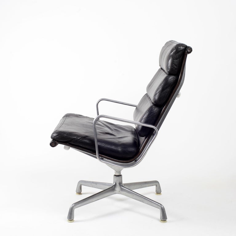 Eames Leather Swivel Soft Pad EA 216 Lounge Chair by Interform for