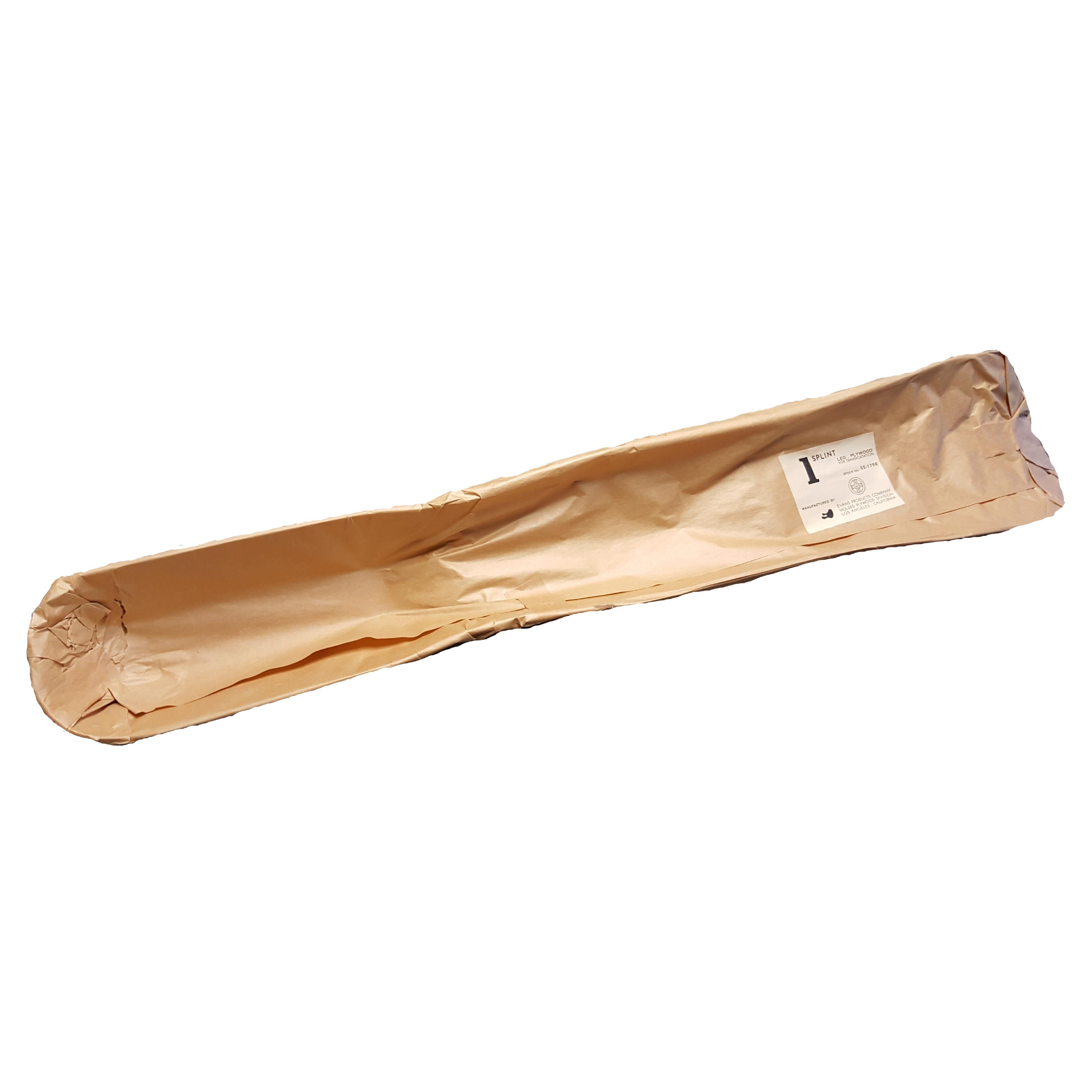 Eames Leg Splint In Original Paper Wrapper Evans Products Co. Birch Plywood 1943