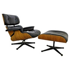 Eames Lounge Chair 1960s Black Leather and Rosewood
