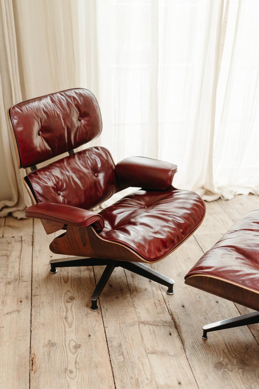 American Eames Lounge Chair and Its Ottoman, Dated 1965