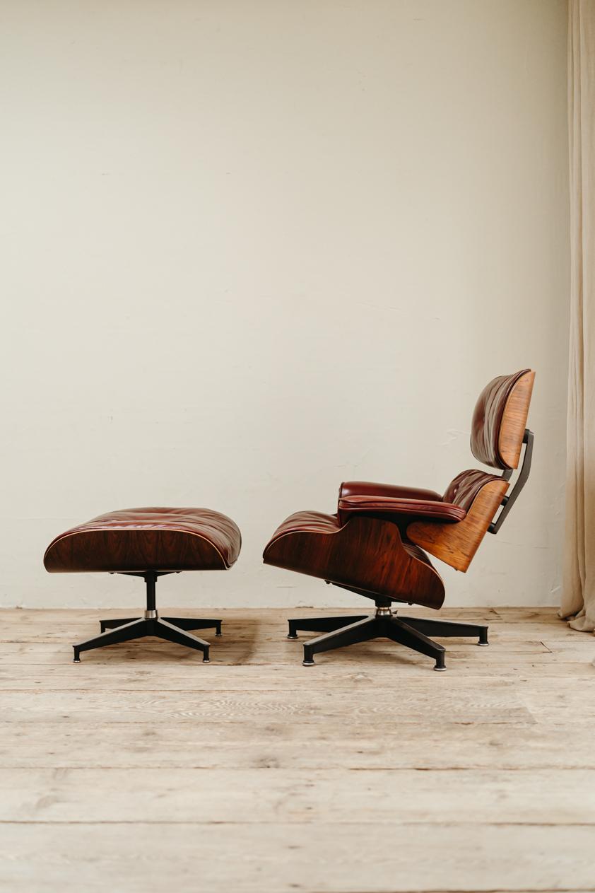 20th Century Eames Lounge Chair and Its Ottoman, Dated 1965
