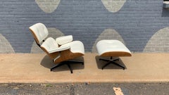 Eames Lounge Chair and Ottoman, 50th Anniversary Edition in White Leather