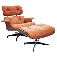 Used Eames Lounge Chair and Ottoman in Burnt Orange