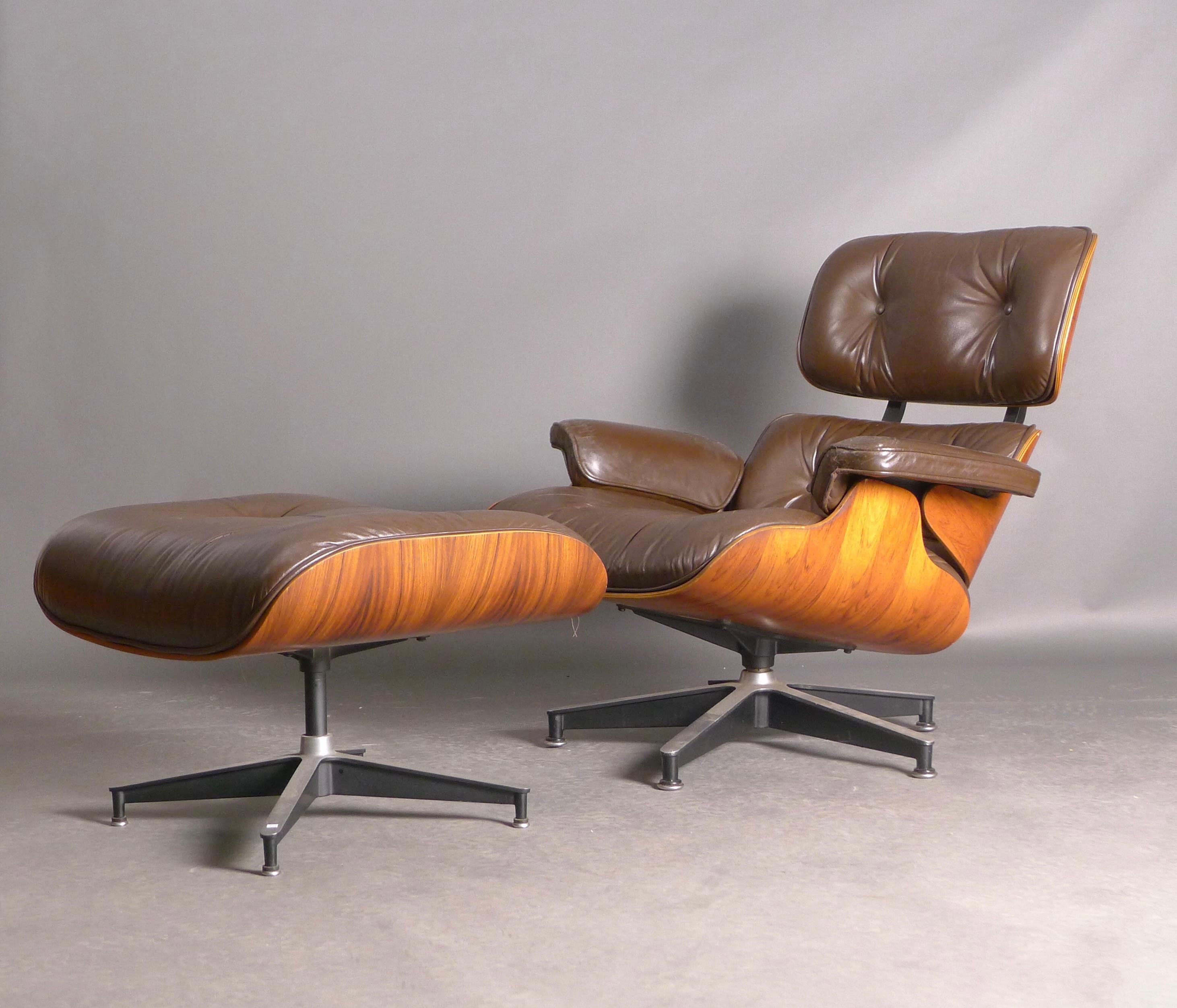 Sedia da salotto e ottomana Eames, modello 670/671, Herman Miller, USA, anni '70 1