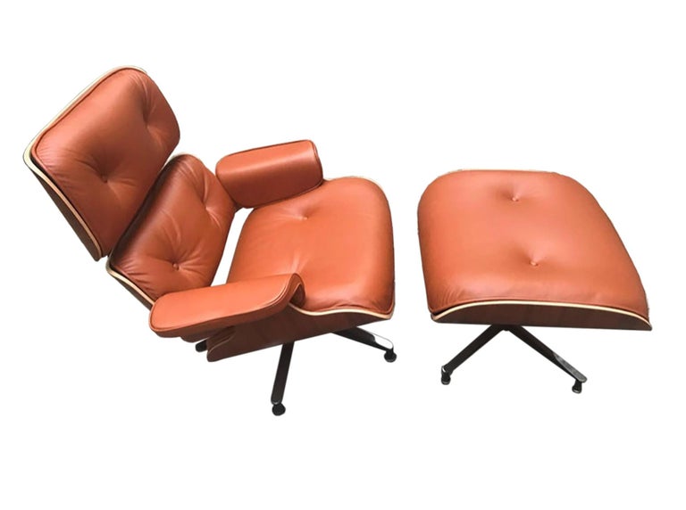 Eames Lounge Chair et Ottoman, Tan / Rosewood, Herman Miller Edition In Excellent Condition For Sale In Paris, FR