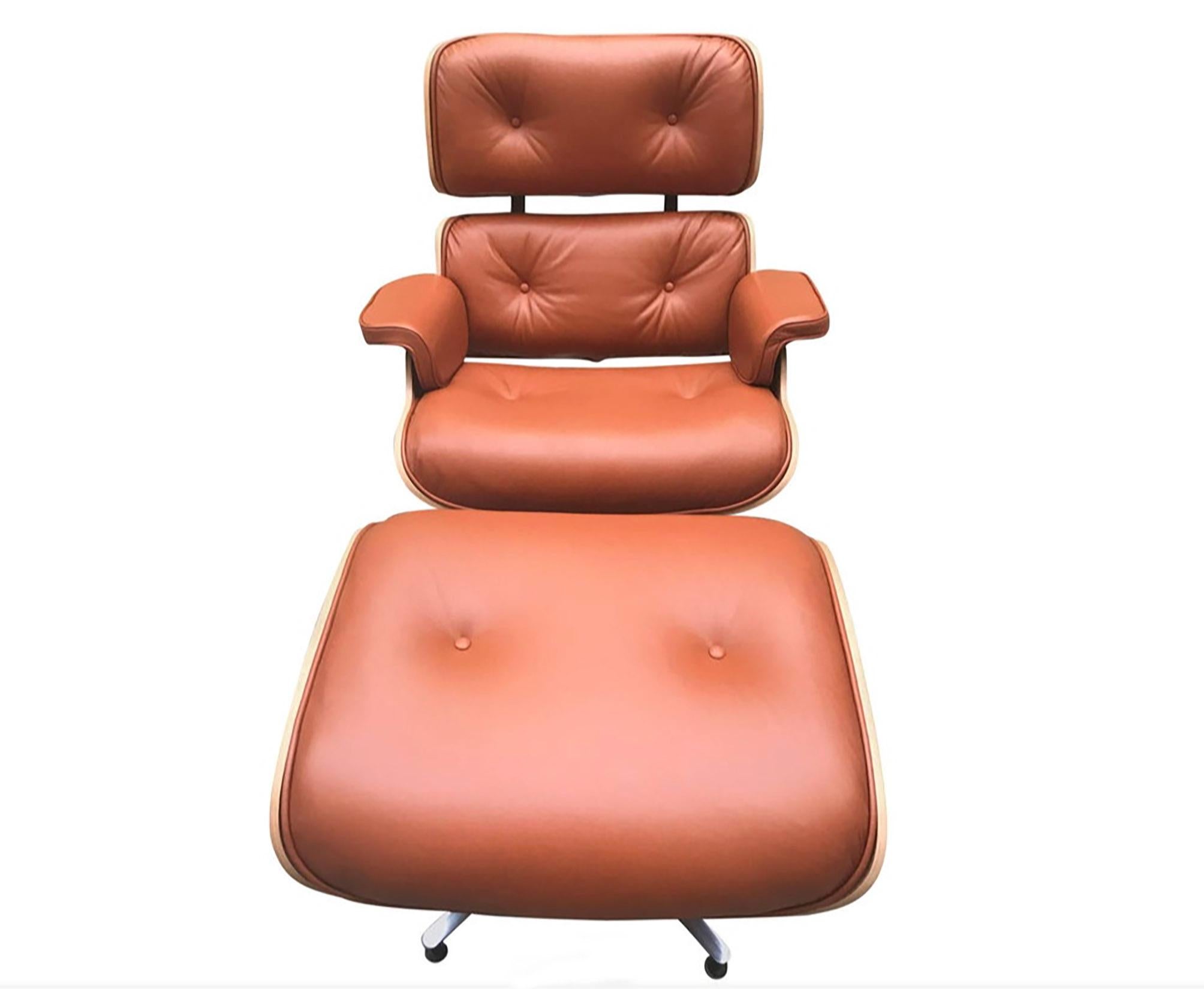 Eames Lounge Chair et Ottoman, Tan / Rosewood, Herman Miller Edition In Excellent Condition In Saint Ouen, FR