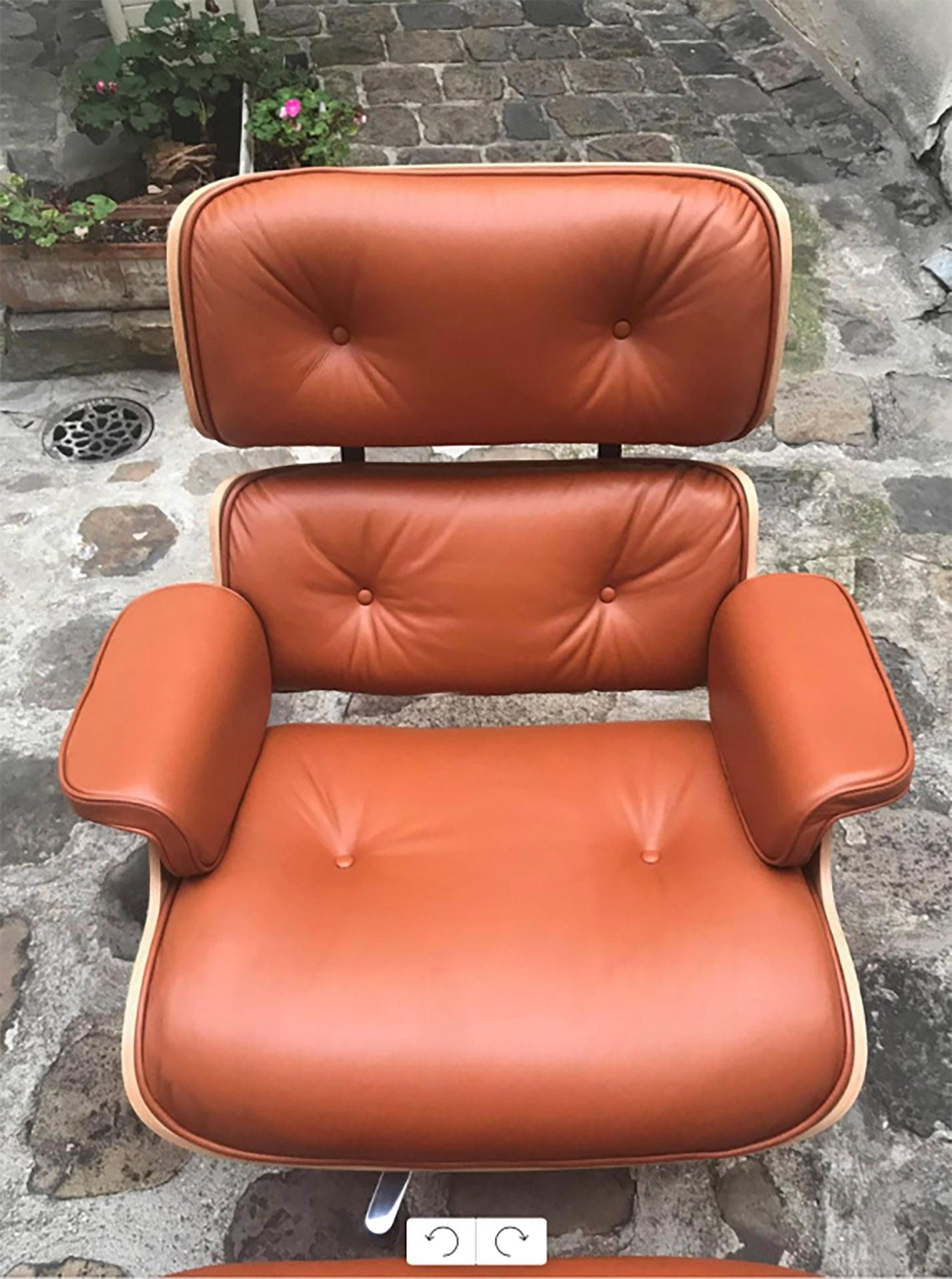 Eames Lounge Chair et Ottoman, Tan / Rosewood, Herman Miller Edition In Excellent Condition In Saint Ouen, FR
