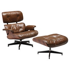 Eames Lounge Chair in Brown with Ottoman for Herman Miller, 1960's