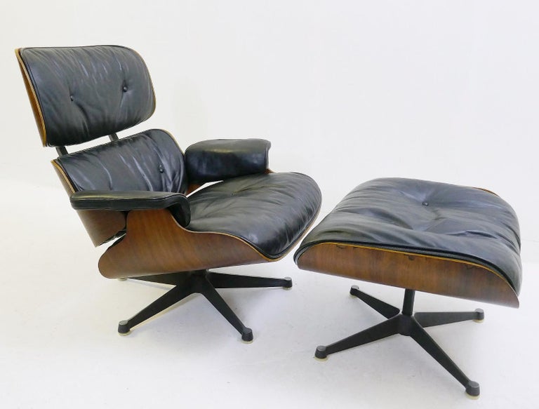 Eames Lounge Chair and Ottoman, 1st Edition, Plywood and Goose Feather