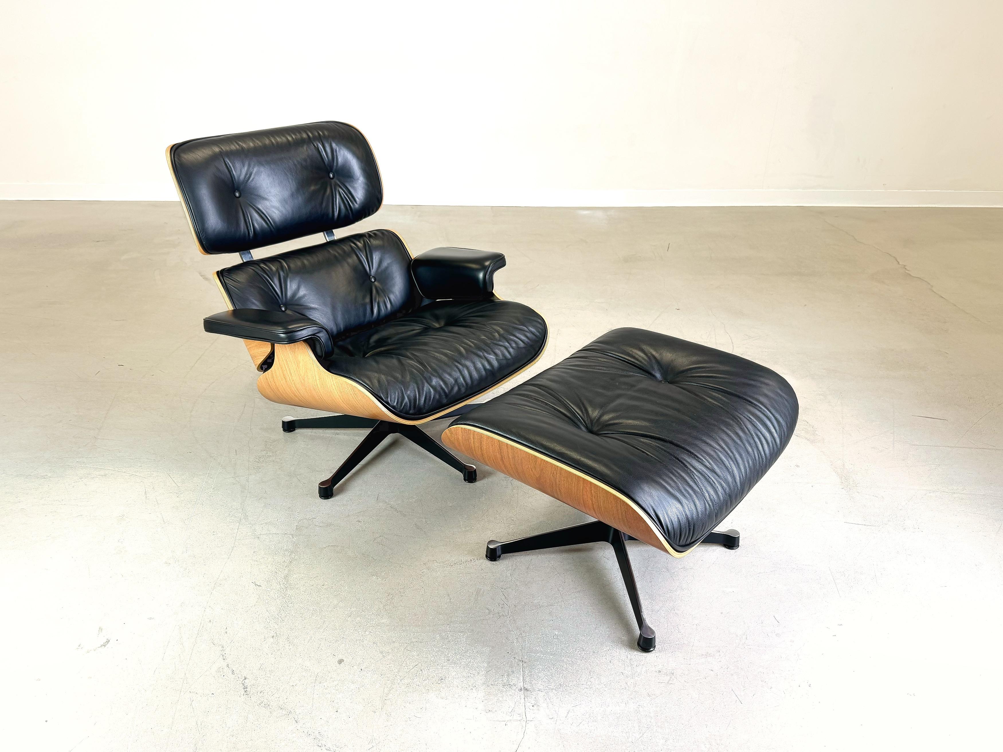 German Eames Lounge chair Vitra armchair incl. ottoman black