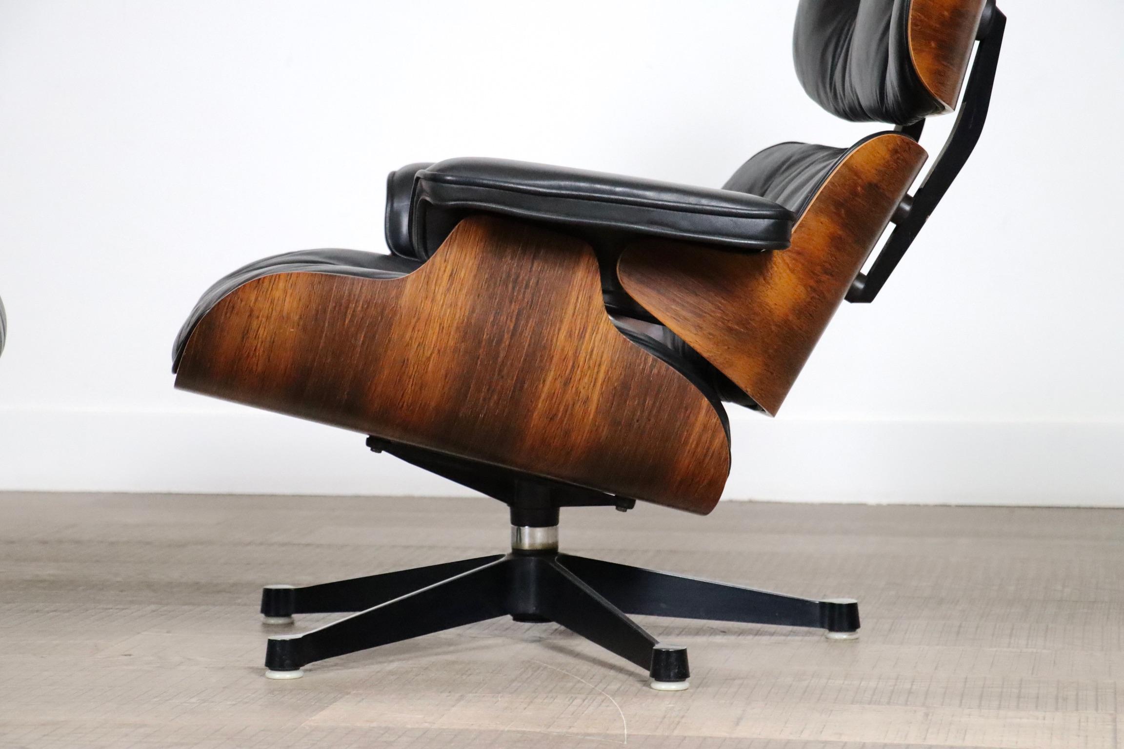 Metallo Sedia da salotto Eames con ottomana di Charles and Ray Eames per Herman Miller, 1970