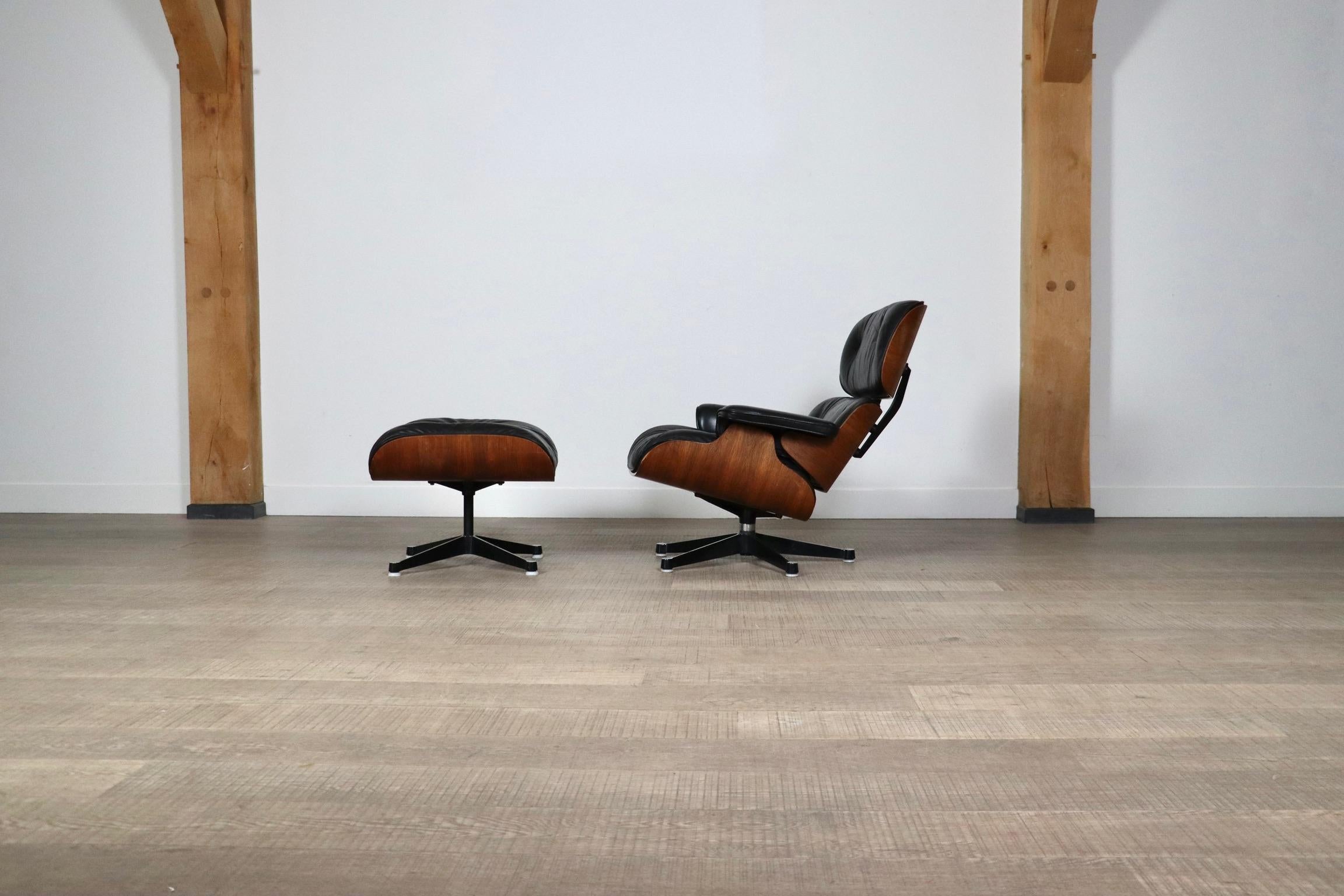 Metal Eames Lounge Chair With Ottoman By Charles And Ray Eames For Herman Miller, 1970