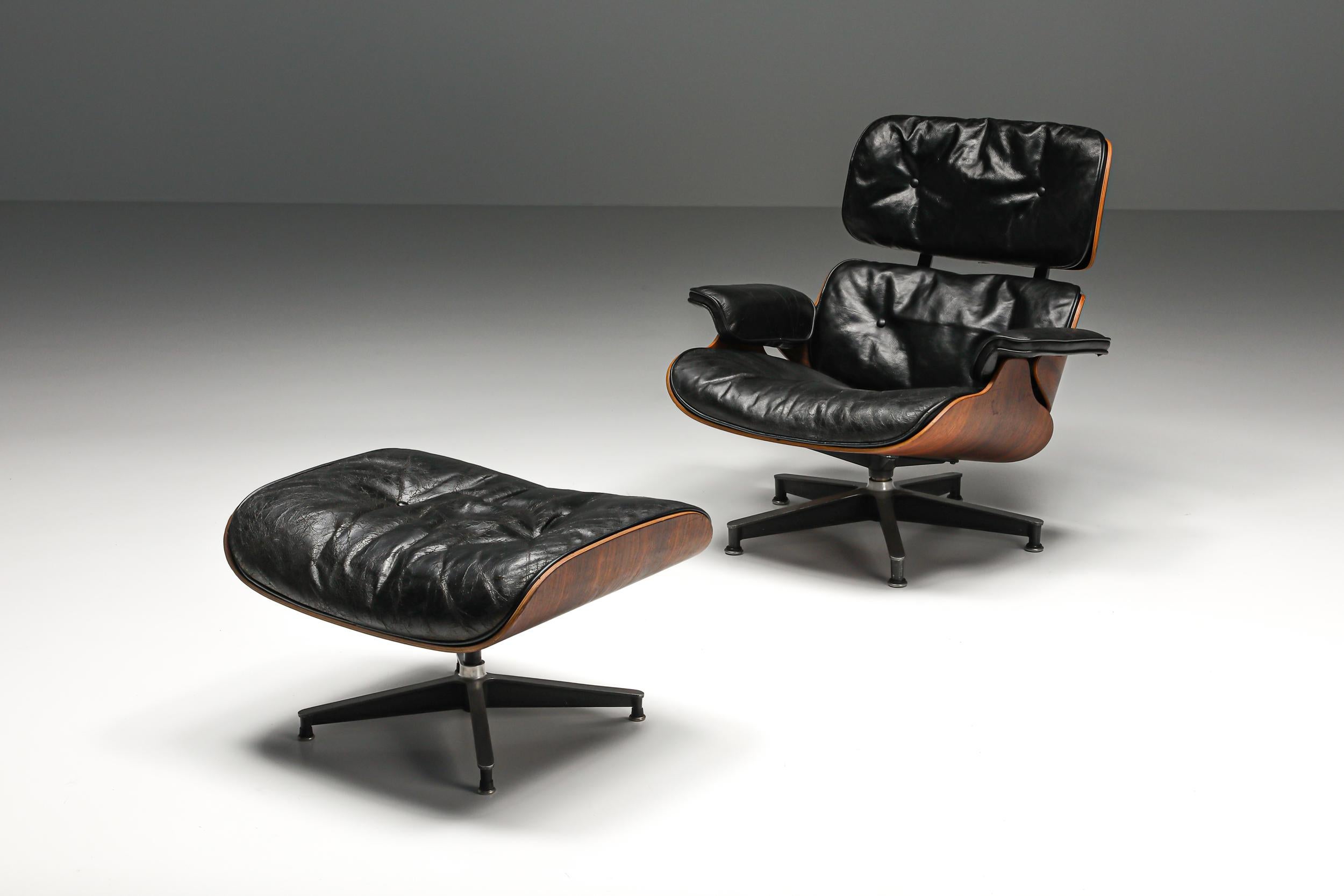 Eames Lounge Chair with Ottoman for Herman Miller, 1st Edition 57-59,  Iconic For Sale at 1stDibs