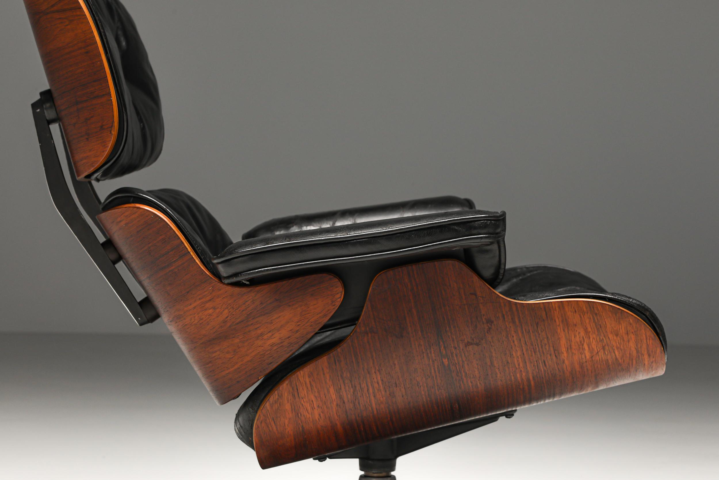 American Eames Lounge Chair with Ottoman for Herman Miller, 1st Edition 57-59, Iconic