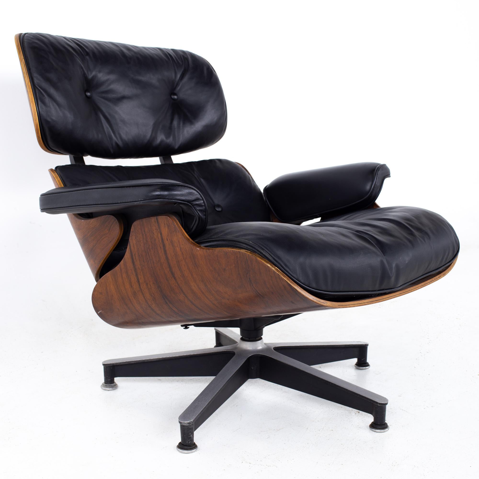 Metal Eames Mid Century Lounge Chair and Ottoman