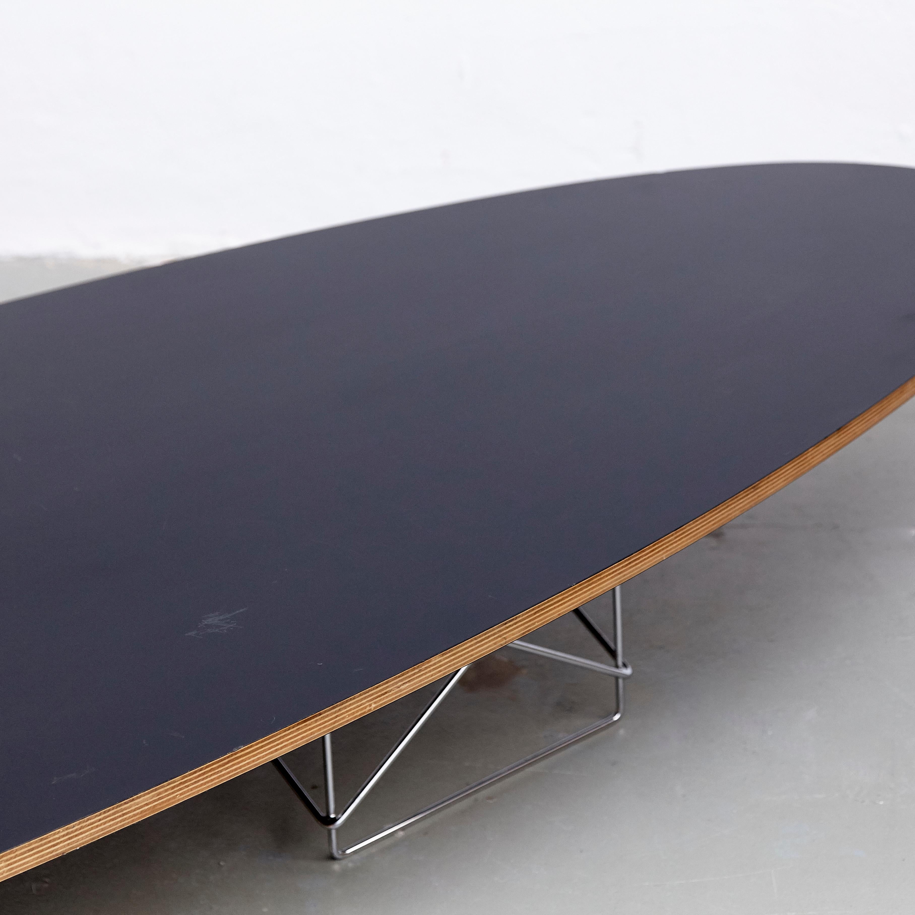 Eames Mid-Century Modern Elliptical Coffee Table Black Formica 1