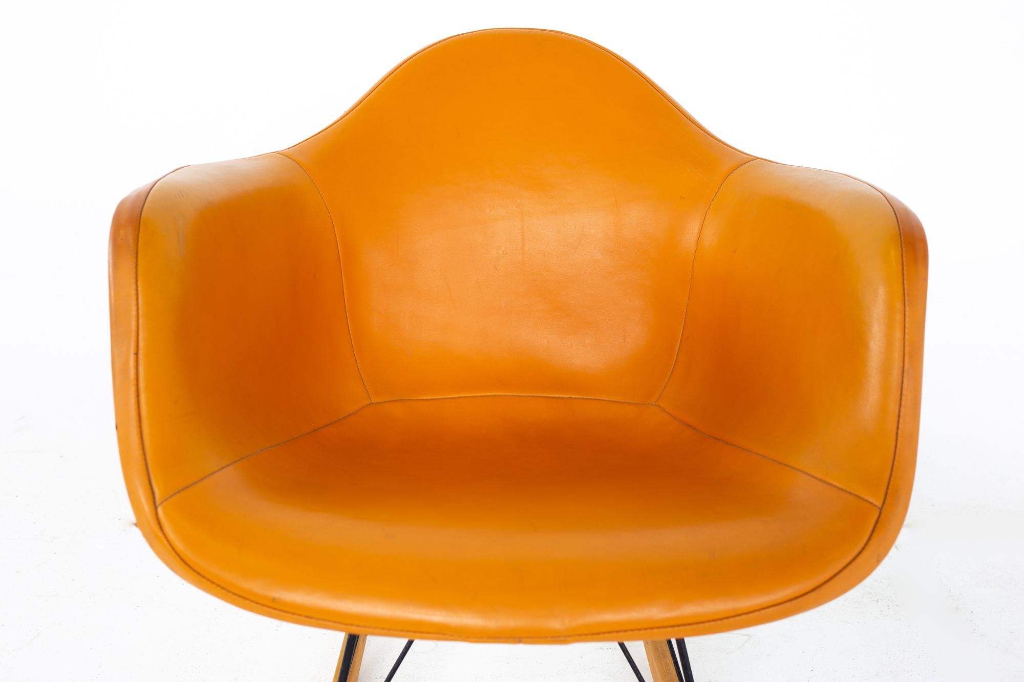 American Charles Eames for Herman Miller Mid Century Orange Fiberglass Shell Rocking Chai