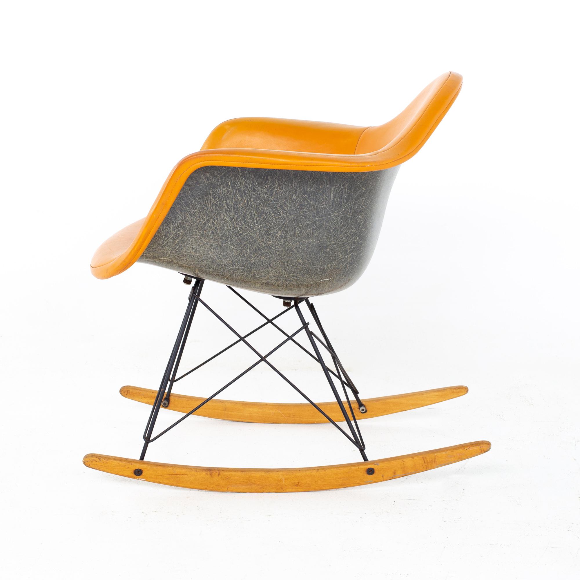 Late 20th Century Charles Eames for Herman Miller Mid Century Orange Fiberglass Shell Rocking Chai