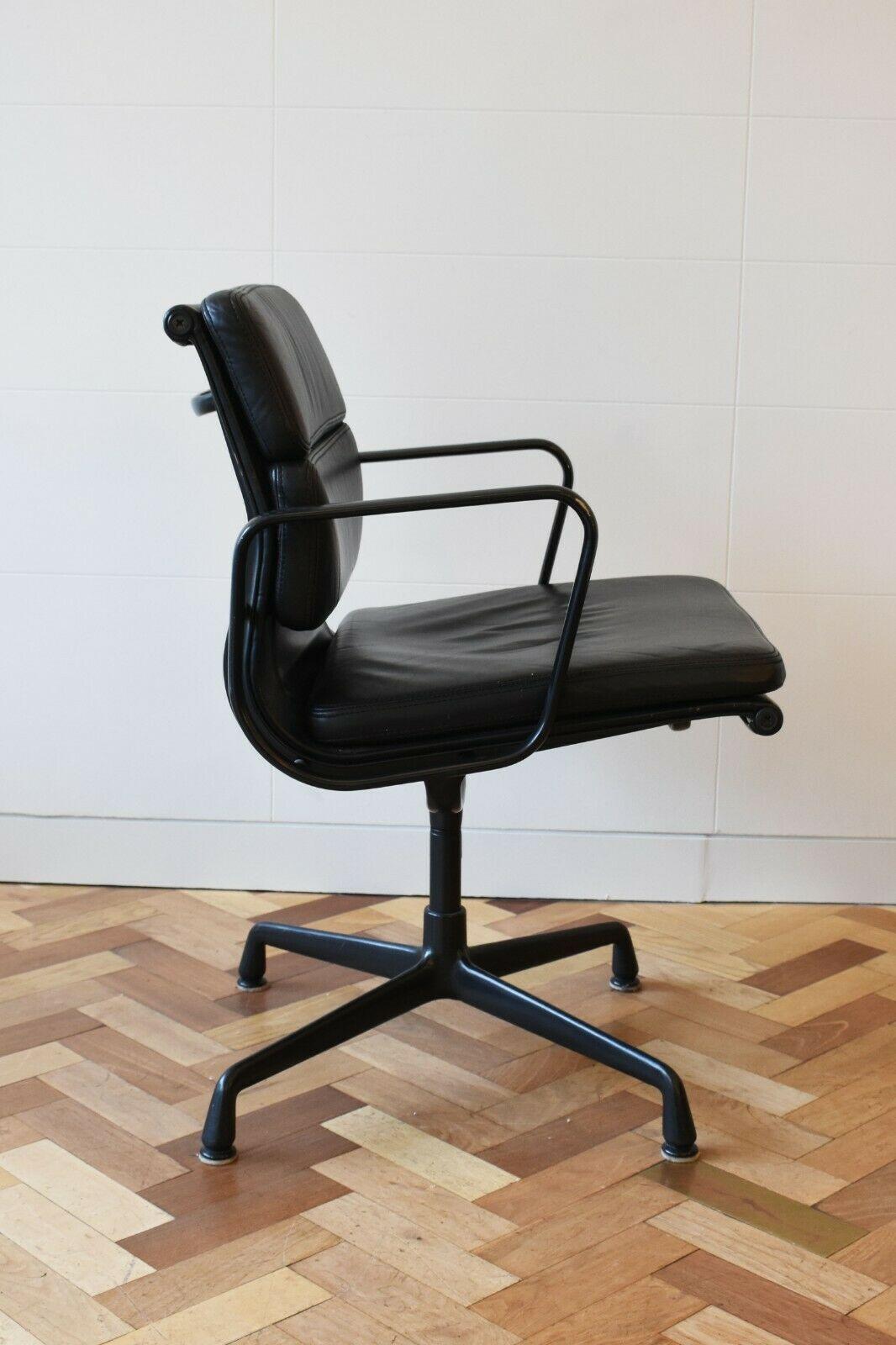 Unknown Eames Model Ea208 Soft Pad Chairs for Vitra C.1980s /1990s in Black Leather