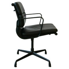 Eames Model Ea208 Soft Pad Chairs for Vitra C.1980s /1990s in Black Leather