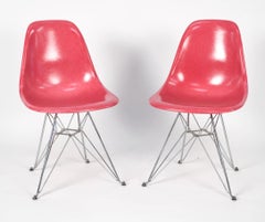 Modernica Case Study Magenta Fiberglass Side Eiffel Chairs Set of 8 Eight