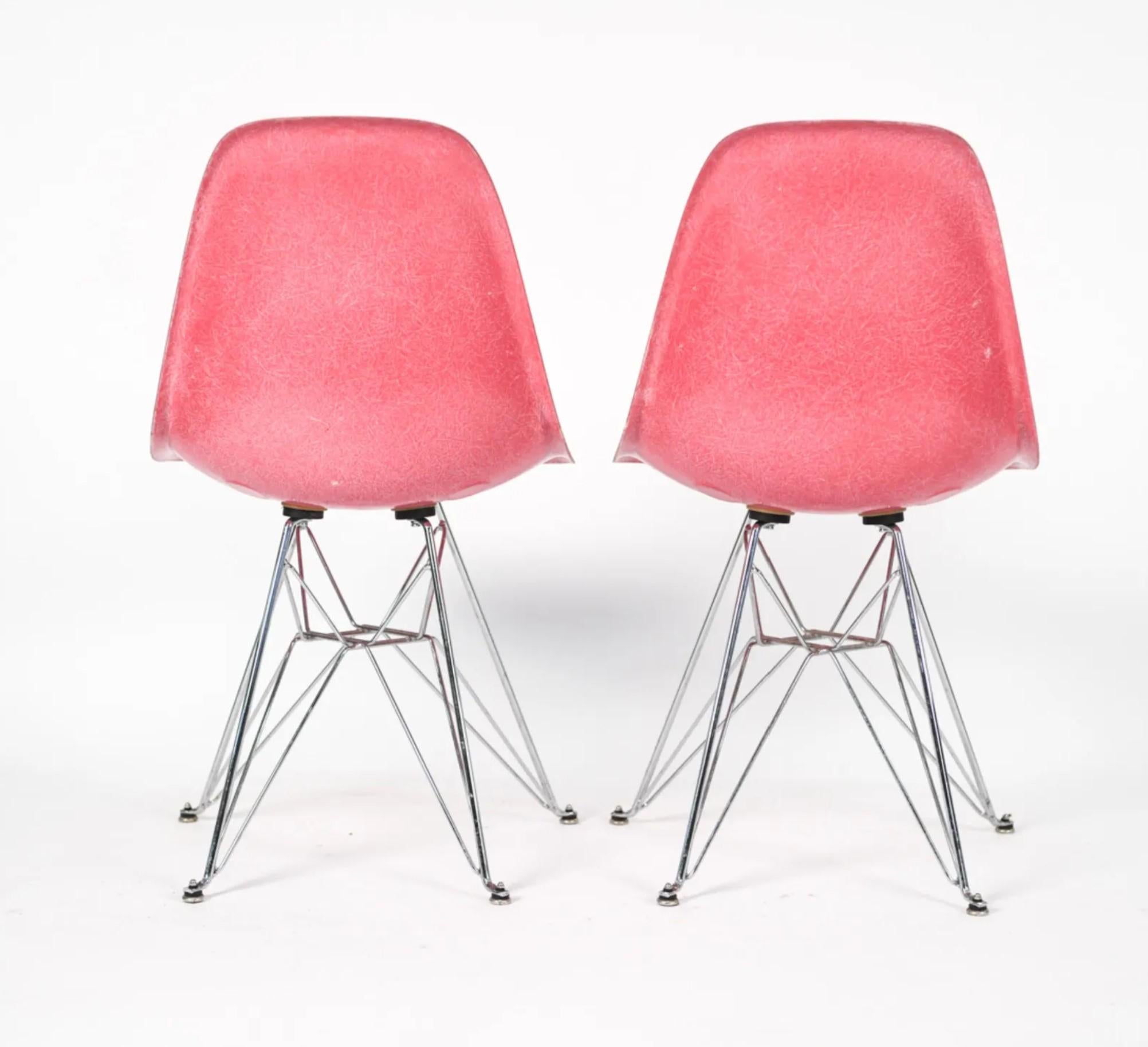 American Modernica Case Study Magenta Fiberglass Side Eiffel Chairs Set of 8 Eight