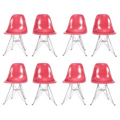 Modernica Case Study Magenta Fiberglass Side Eiffel Chairs Set of 8 Eight