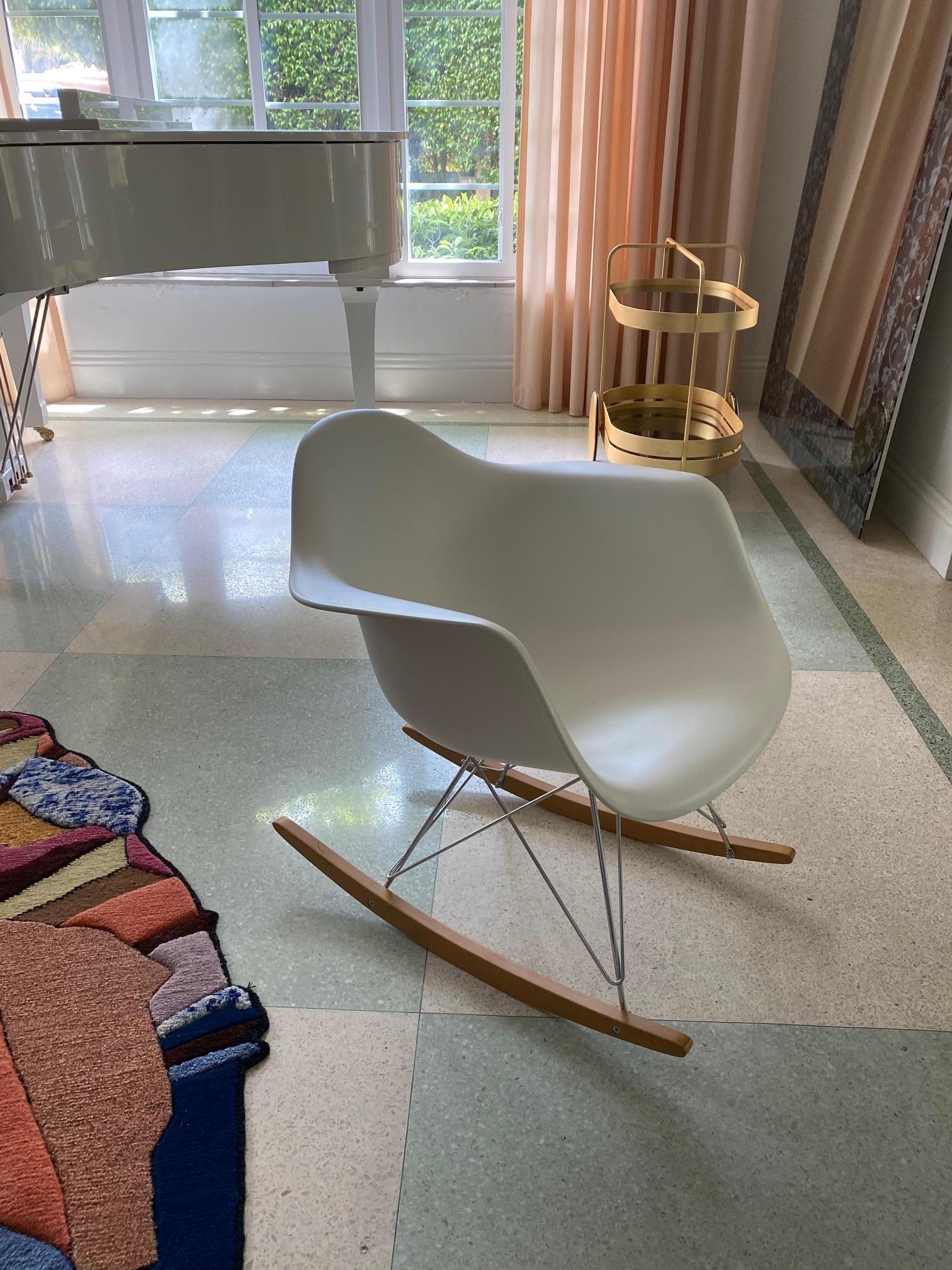 American Eames Molded Armchair, Rocker Base designed by Charles and Ray Eames
