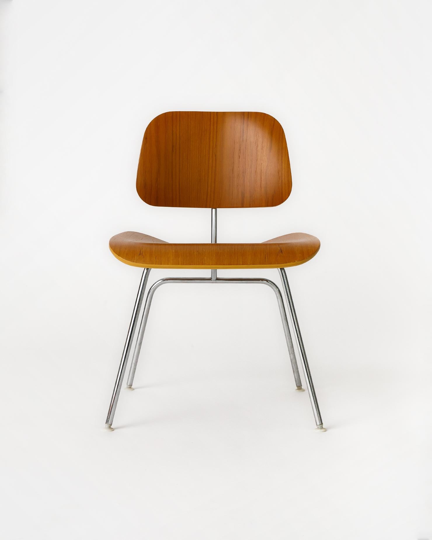 Metal Eames Molded Plywood Dcm in Oak by Charles & Ray Eames for Herman Miller