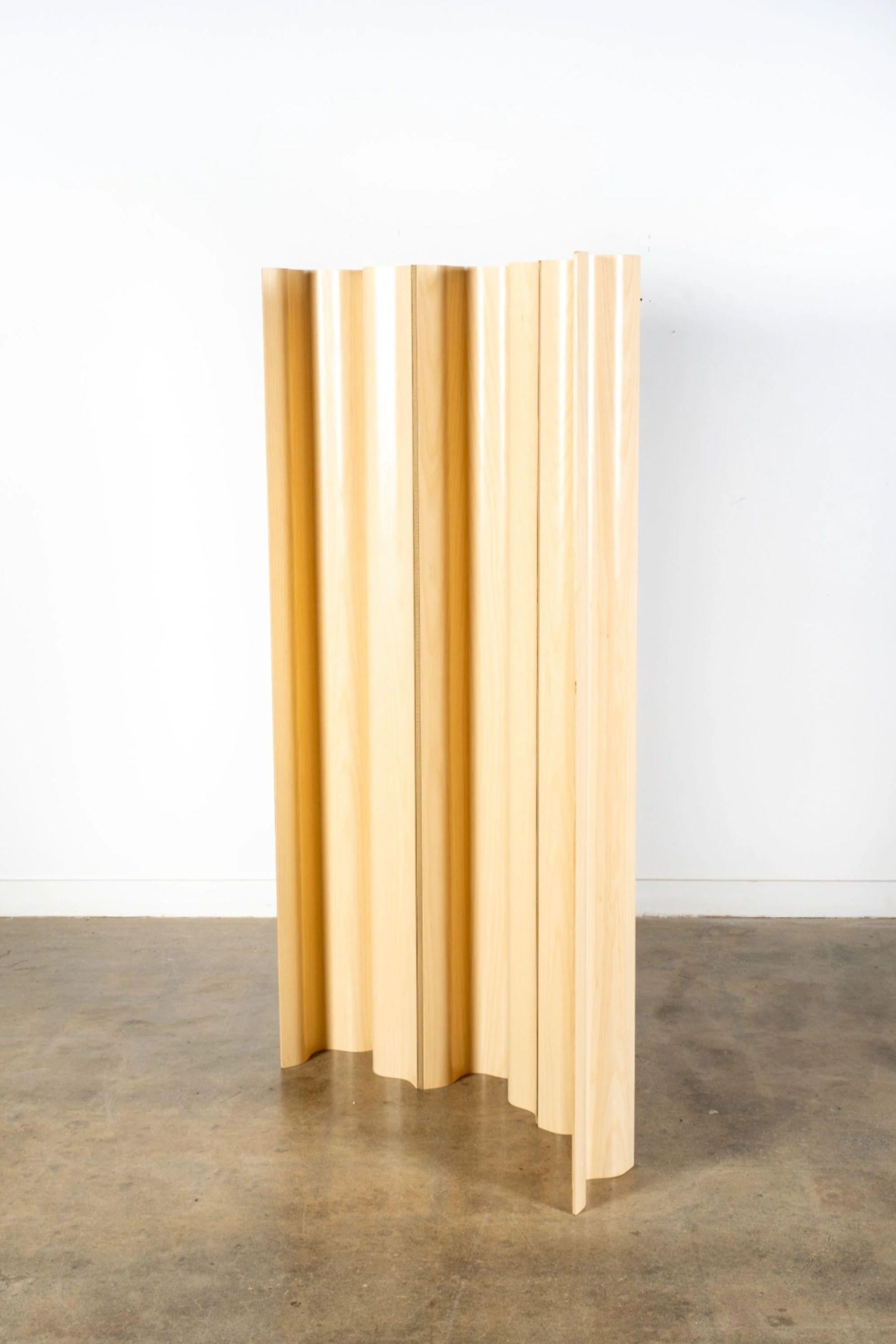 Post-Modern Eames Molded Plywood Folding Screen, White Ash For Sale