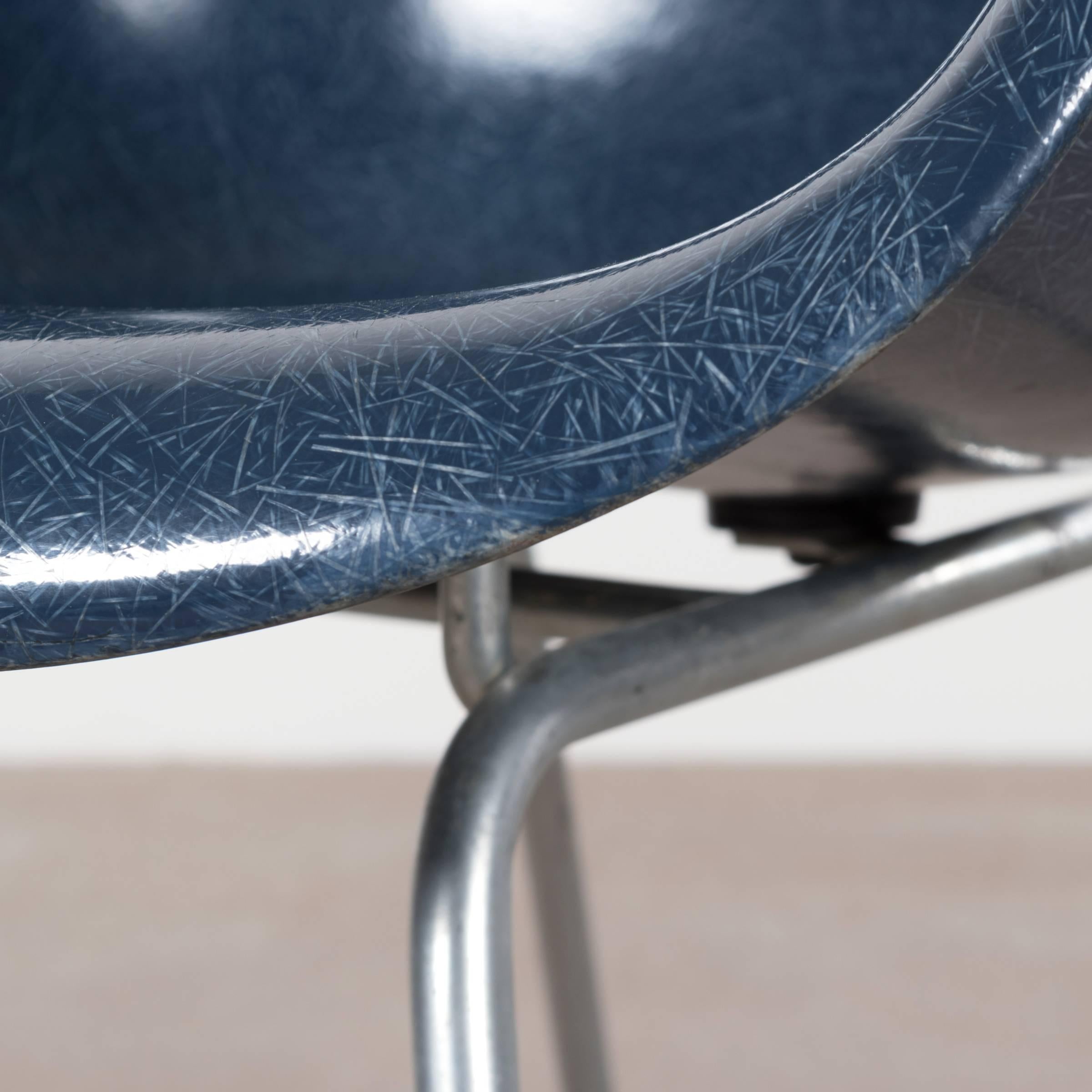 Mid-20th Century Eames Navy Blue Dax Dining Chair for Herman Miller, 1960s