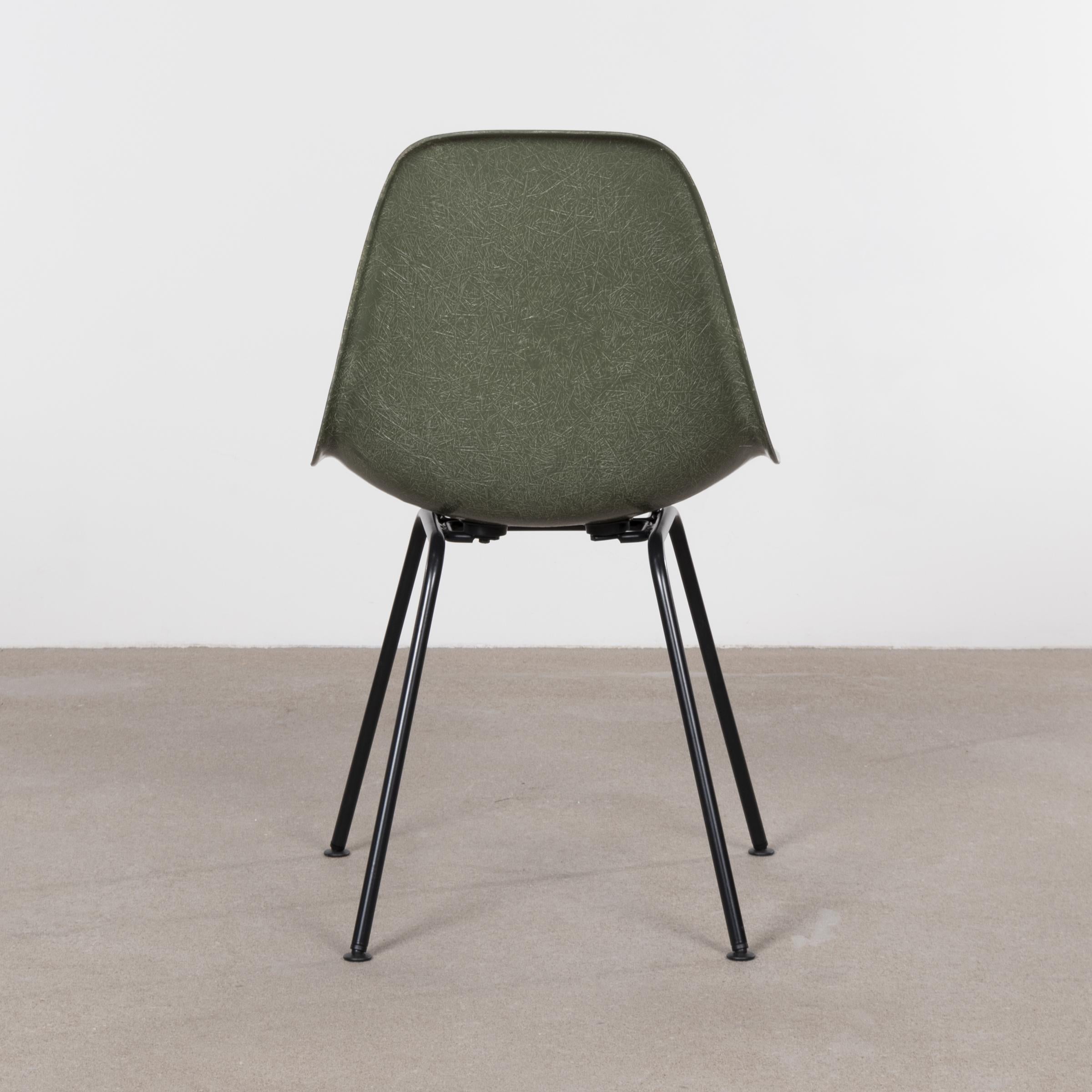 Mid-Century Modern Eames Olive Green Dark DSX dining chair for Herman Miller