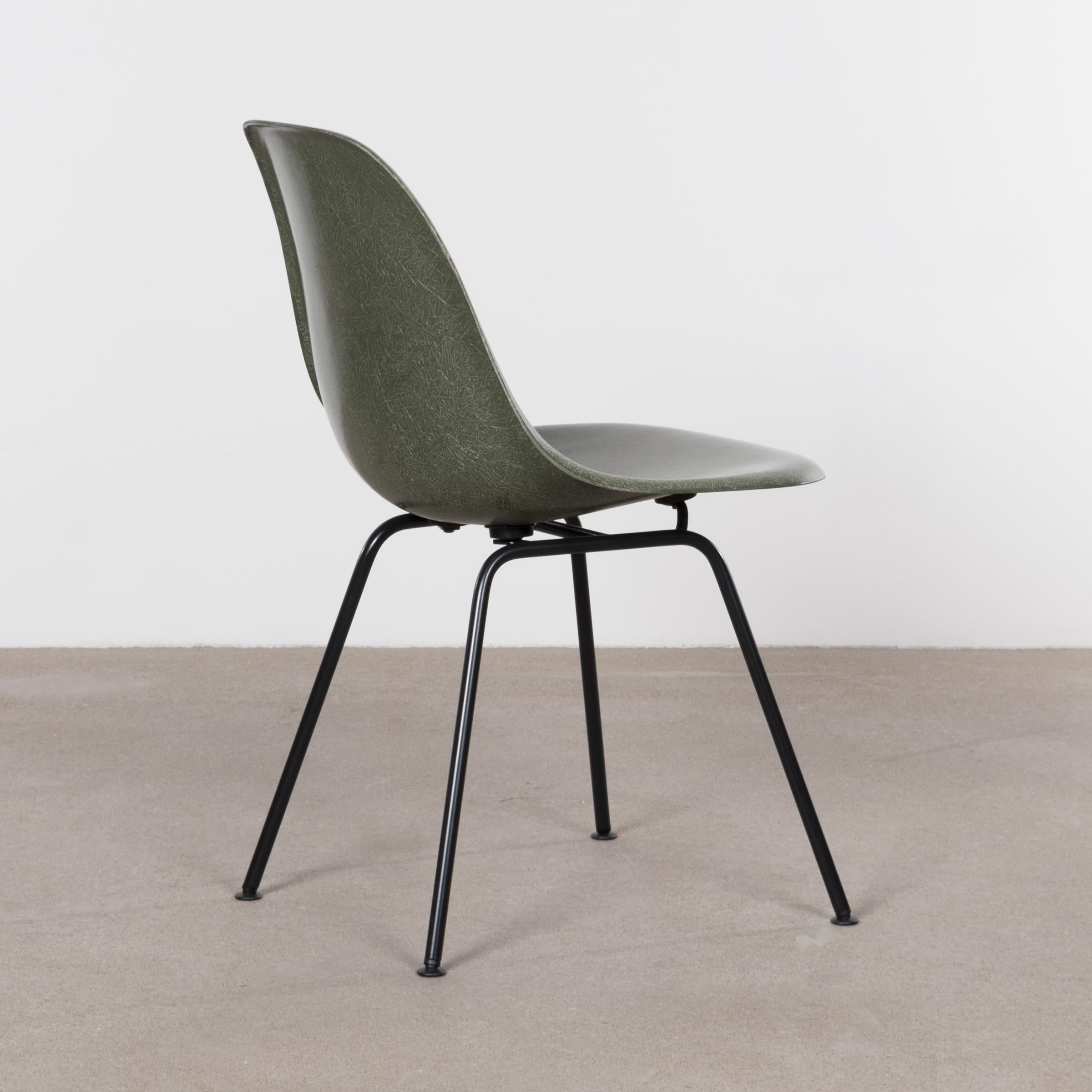 Plated Eames Olive Green Dark DSX Dining Chair for Herman Miller