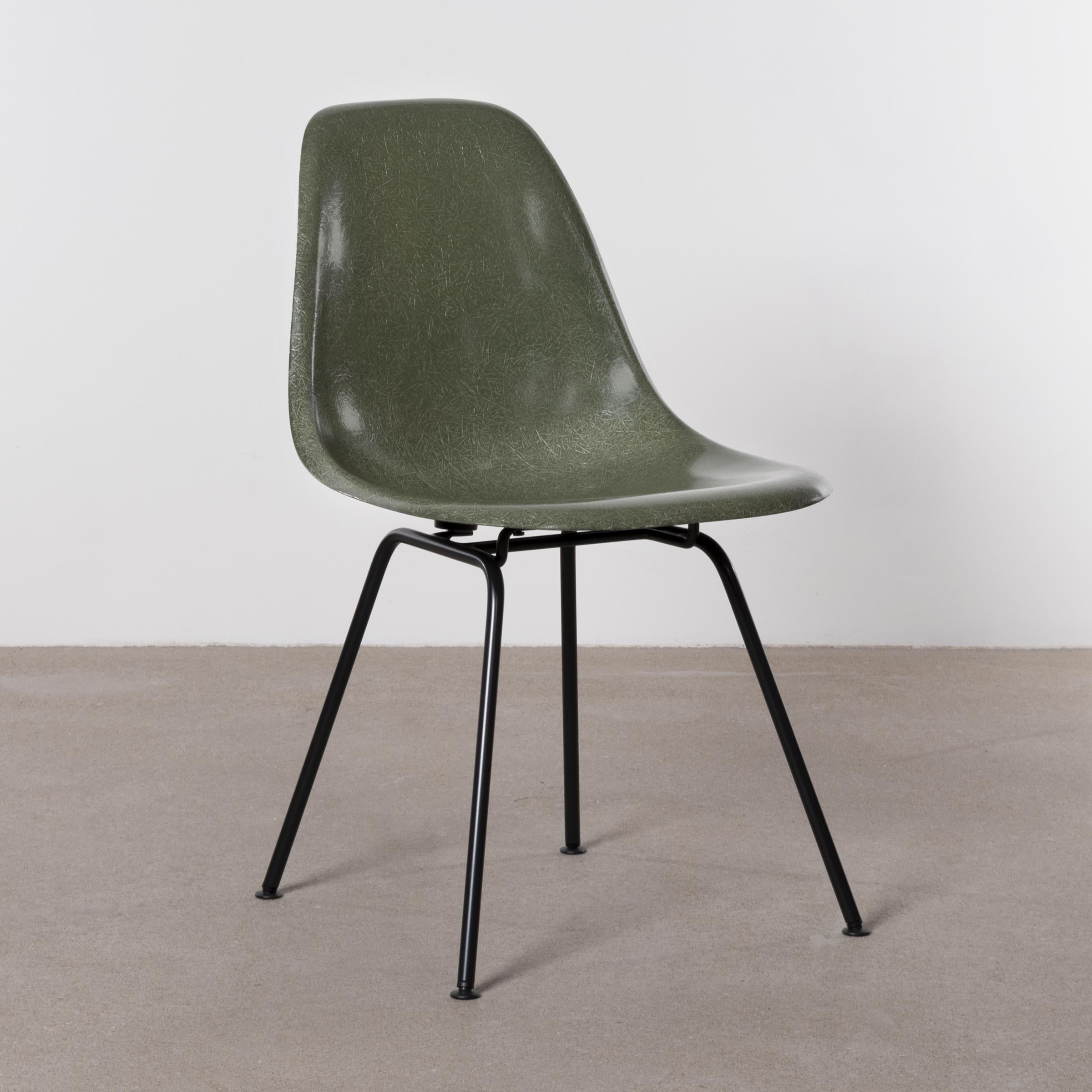 Plated Eames Olive Green Dark DSX dining chair for Herman Miller