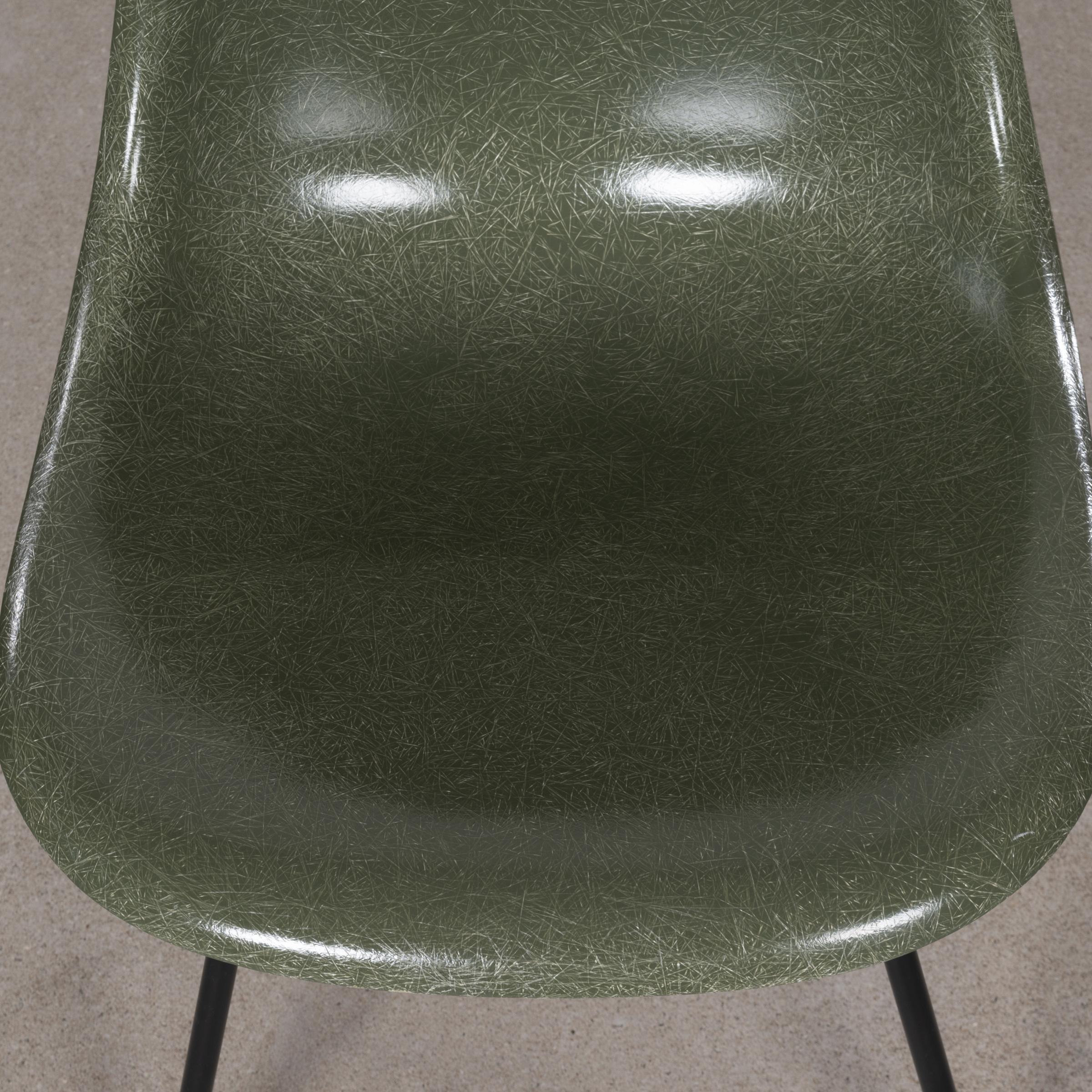 Metal Eames Olive Green Dark DSX Dining Chair for Herman Miller