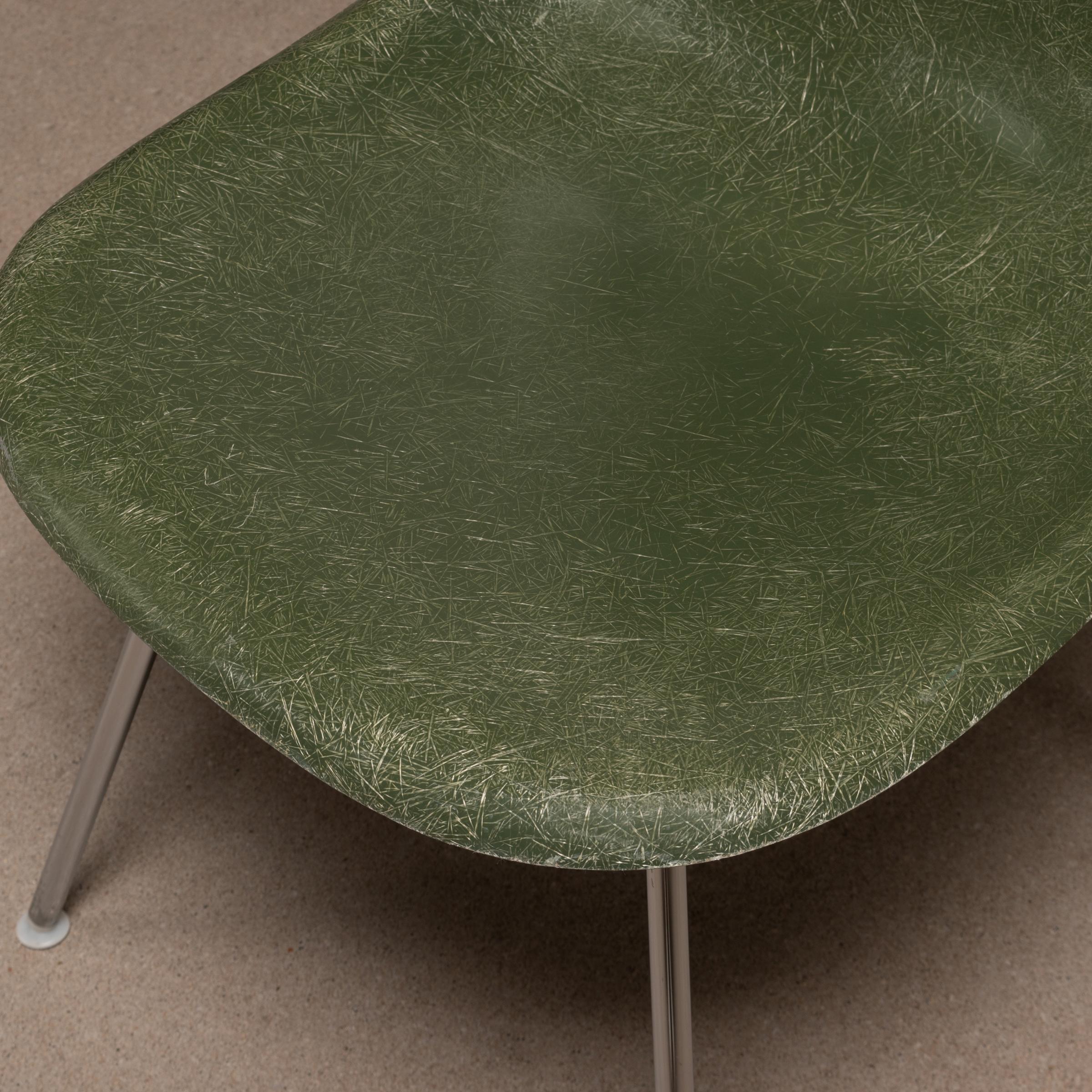 Eames Olive Green Dark Fiberglass DSX Dining Chair Set for Vitra / Herman Miller 3