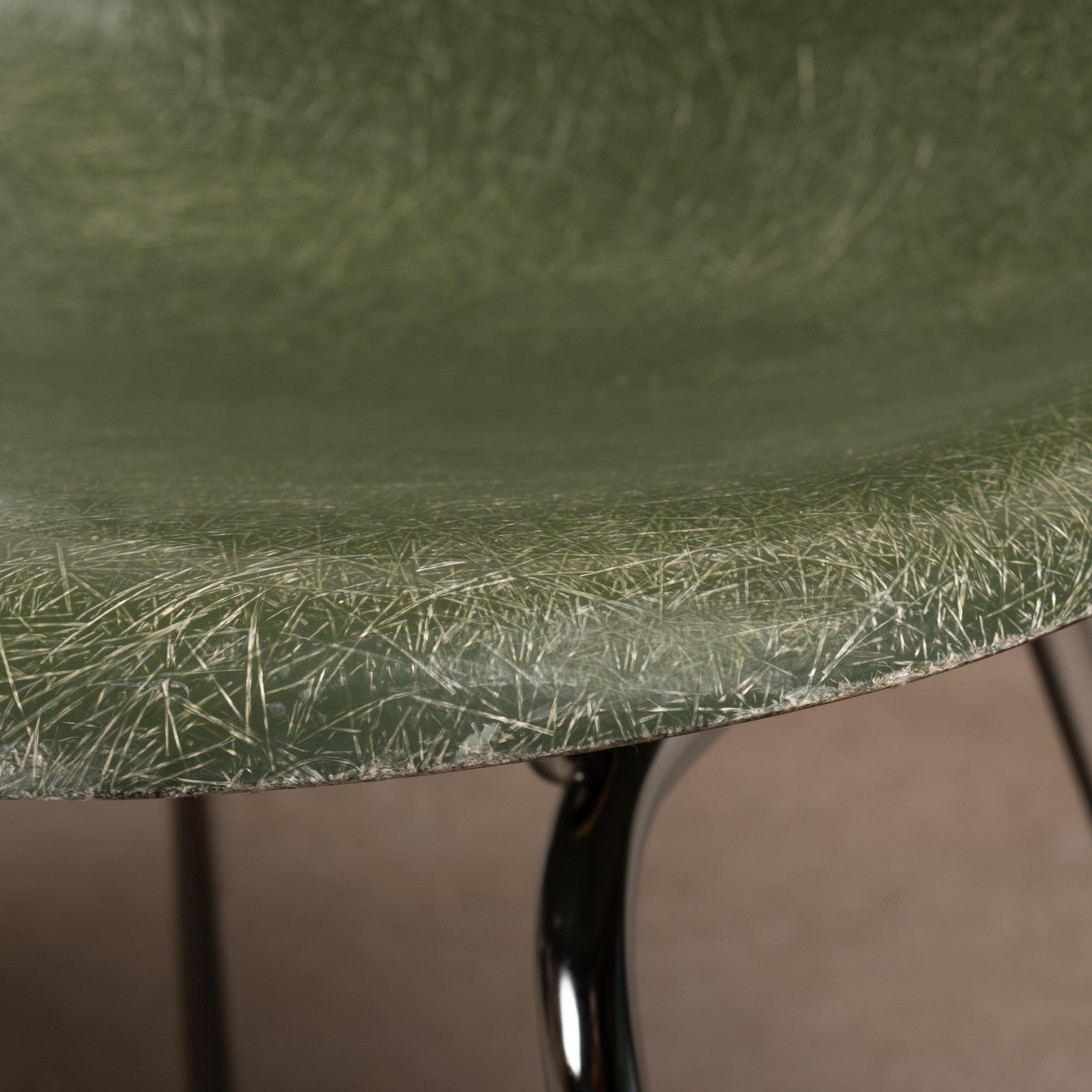 Eames Olive Green Dark Fiberglass DSX Dining Chair Set for Vitra / Herman Miller 4