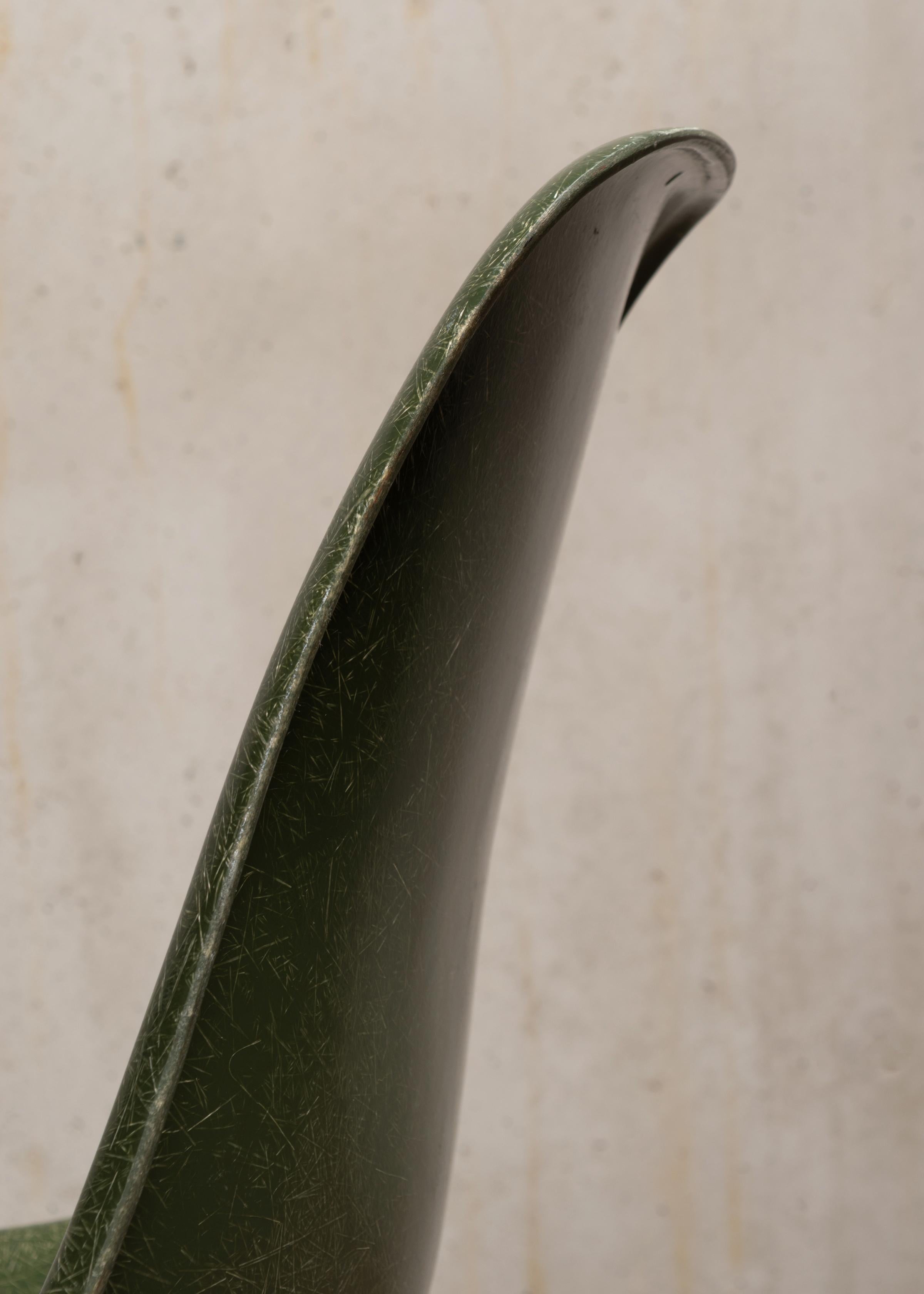 Eames Olive Green Dark Fiberglass DSX Dining Chair Set for Vitra / Herman Miller 5