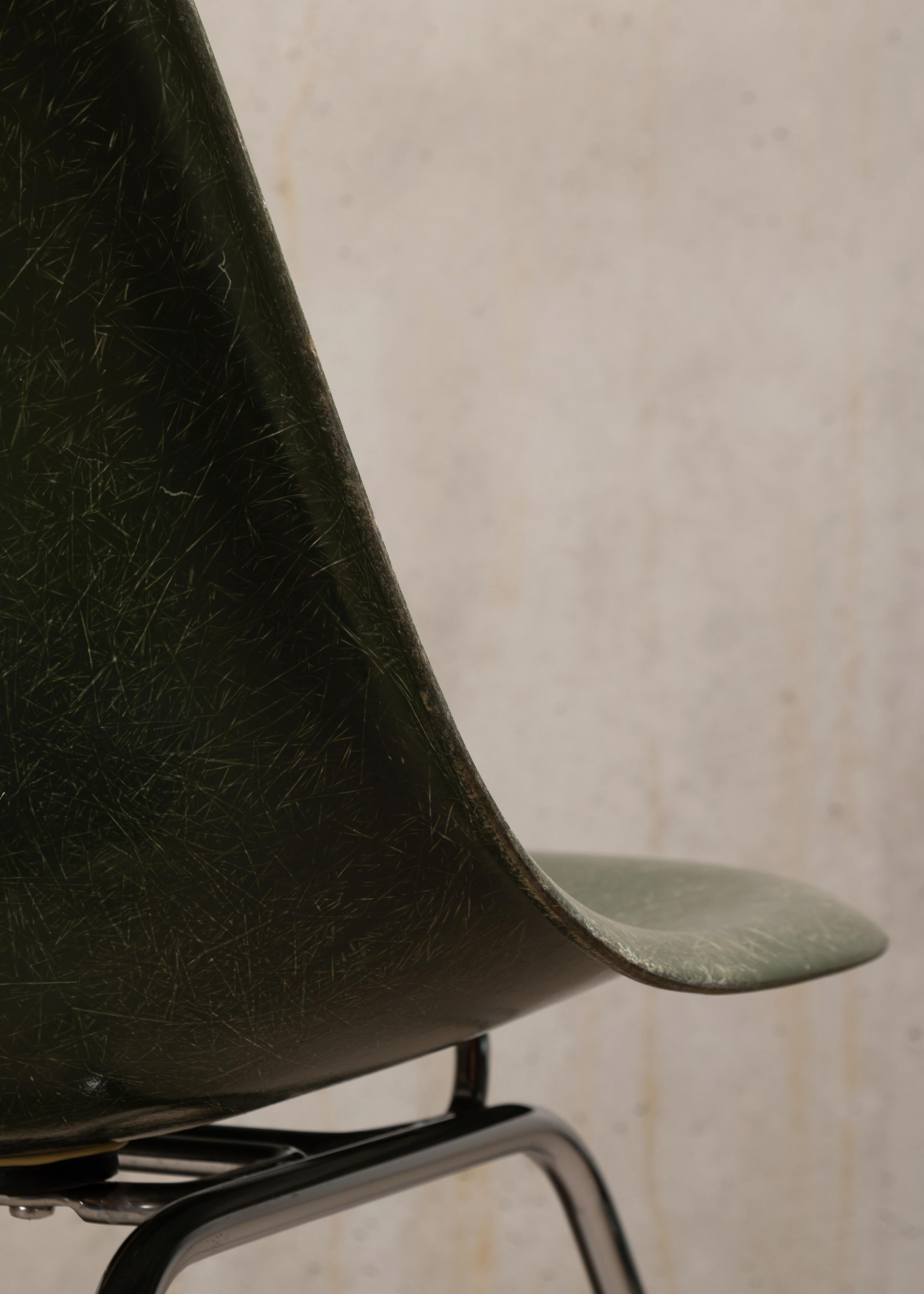 Eames Olive Green Dark Fiberglass DSX Dining Chair Set for Vitra / Herman Miller 6