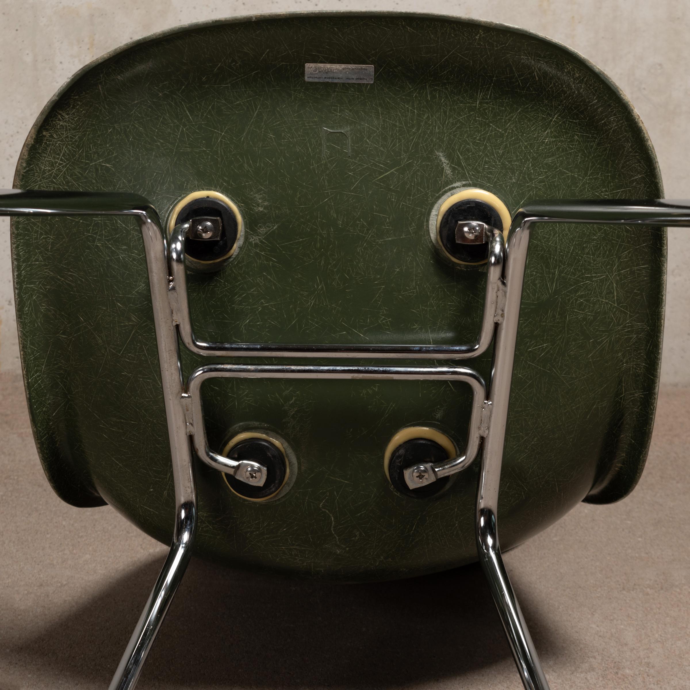 Eames Olive Green Dark Fiberglass DSX Dining Chair Set for Vitra / Herman Miller 7