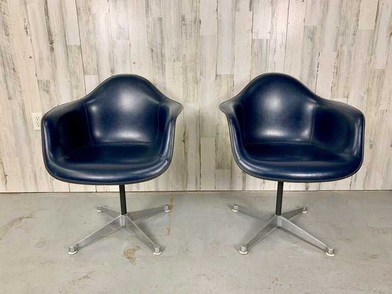 Eames Padded Swivel Armchair Fiberglass Shell and Aluminum