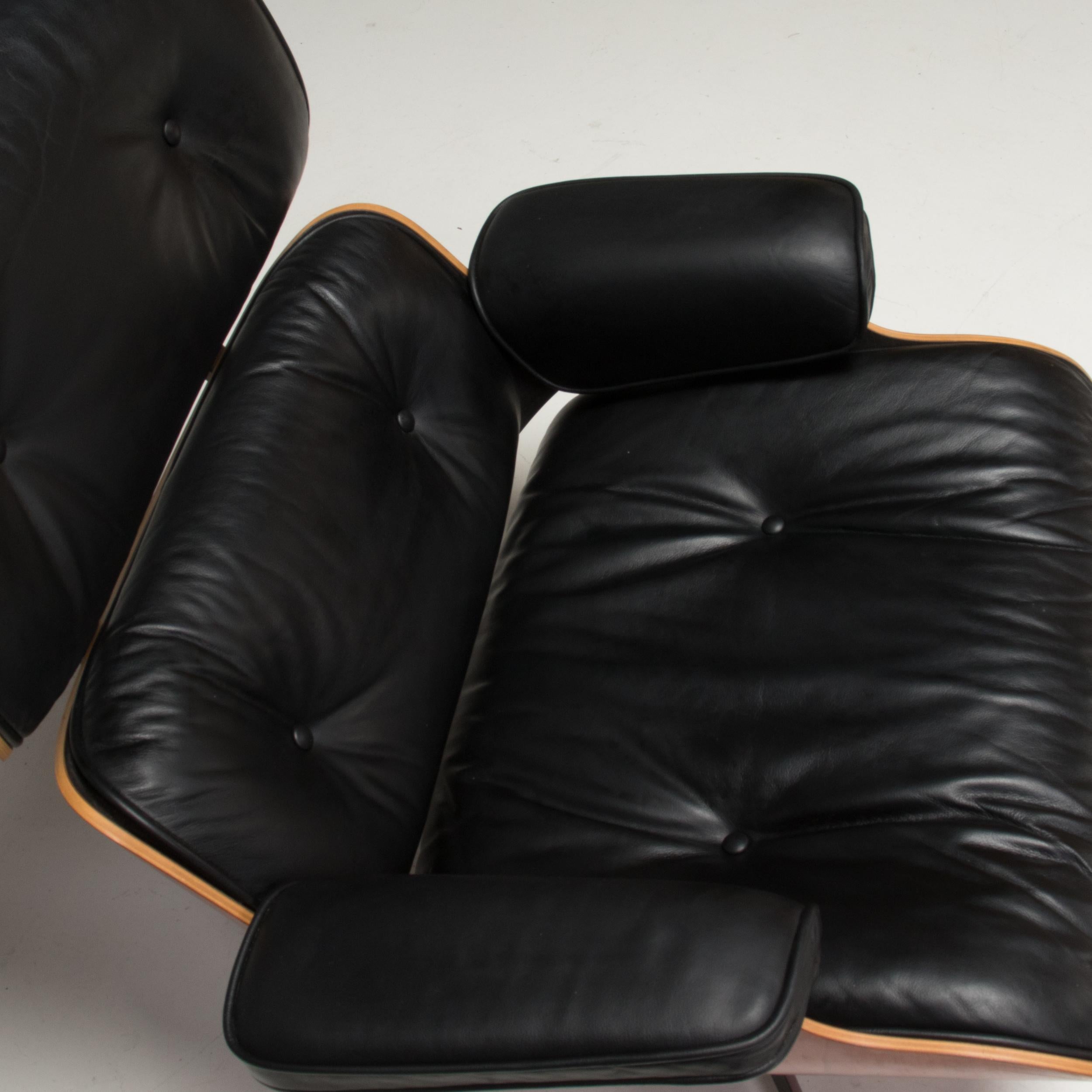 Eames Palisander & Black Leather Tall Lounge Chair & Ottoman by Vitra, 2006 5
