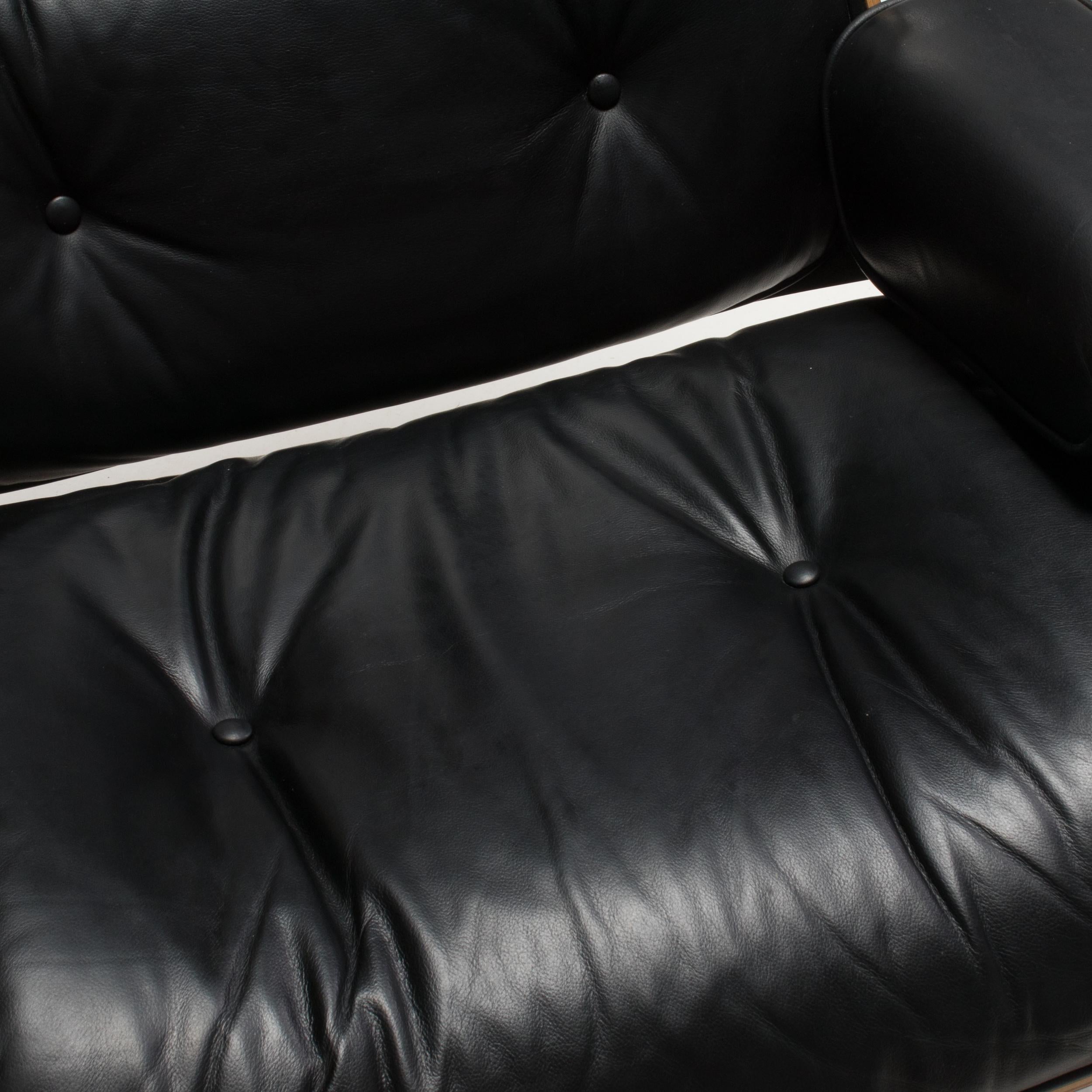 Eames Palisander & Black Leather Tall Lounge Chair & Ottoman by Vitra, 2006 6