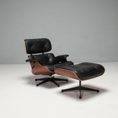 Eames Palisander & Black Leather Tall Lounge Chair & Ottoman by Vitra, 2006
