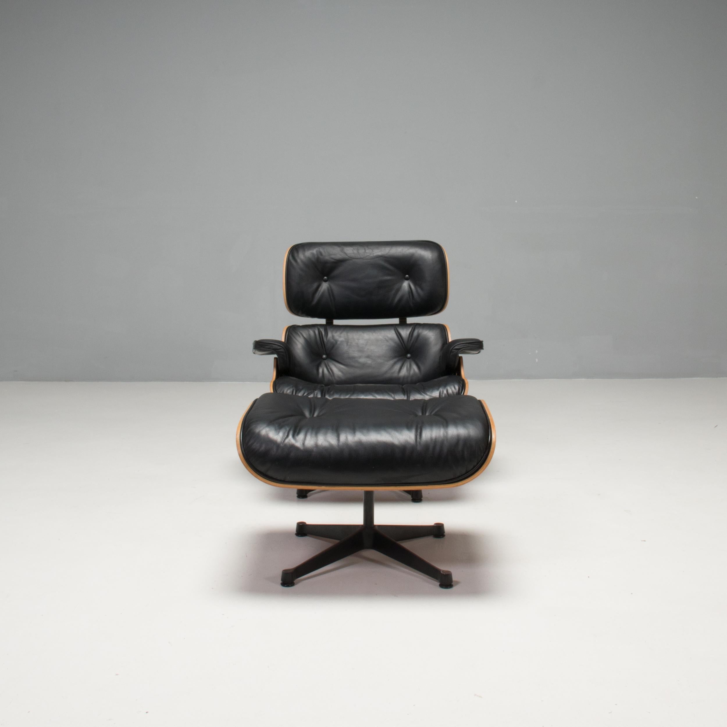 Eames Palisander & Black Leather Tall Lounge Chair & Ottoman by Vitra, 2006 In Good Condition In London, GB