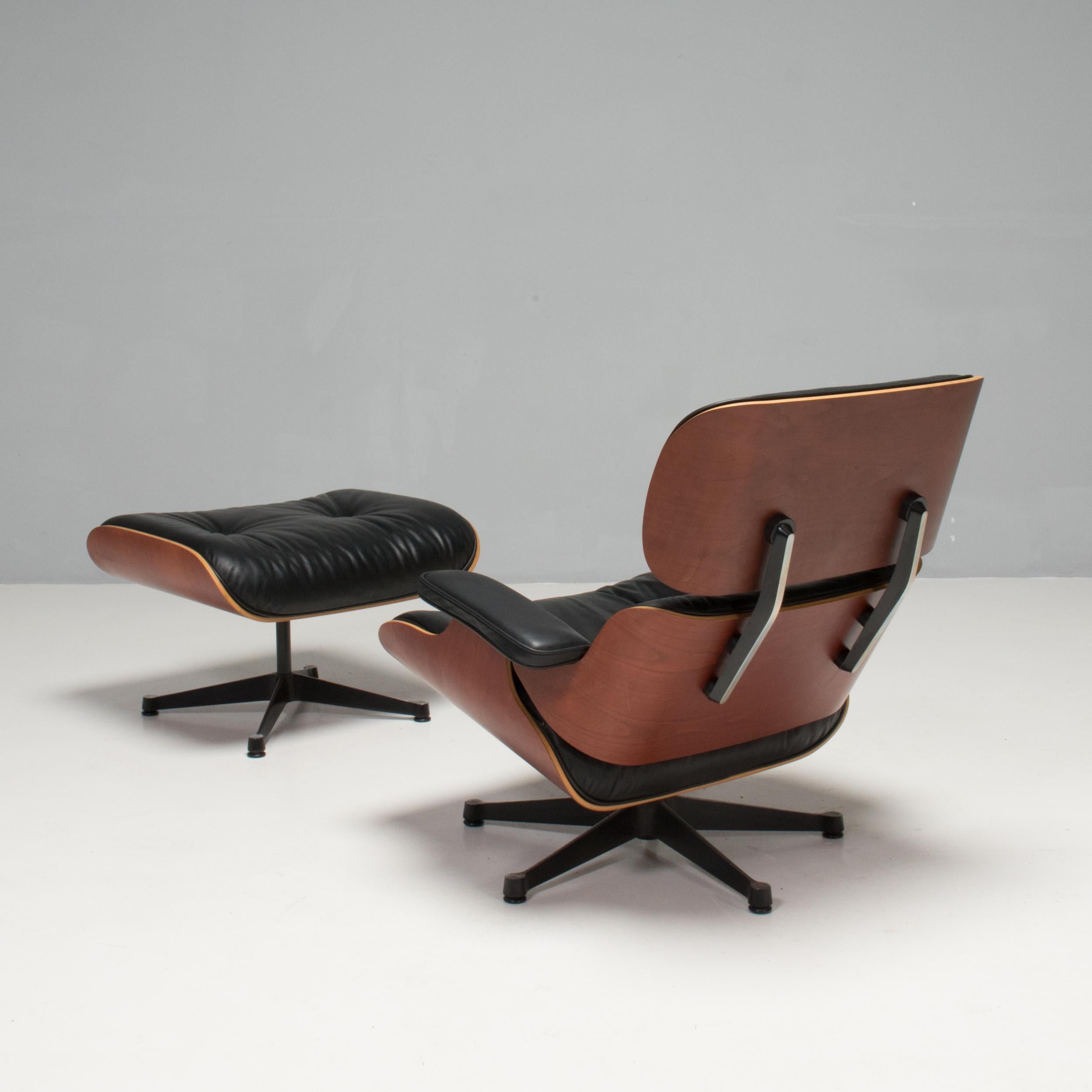 Contemporary Eames Palisander & Black Leather Tall Lounge Chair & Ottoman by Vitra, 2006