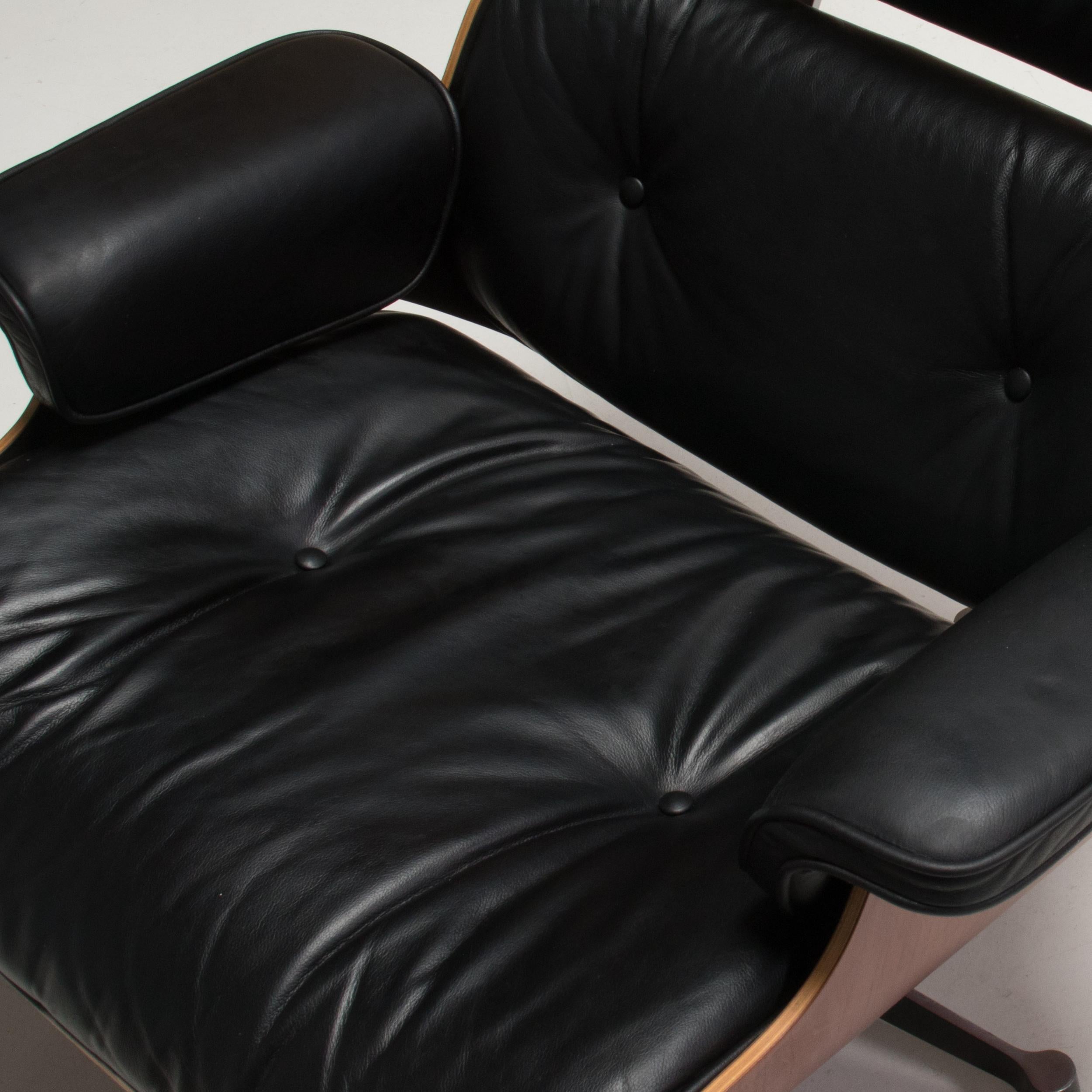 Eames Palisander & Black Leather Tall Lounge Chair & Ottoman by Vitra, 2006 2