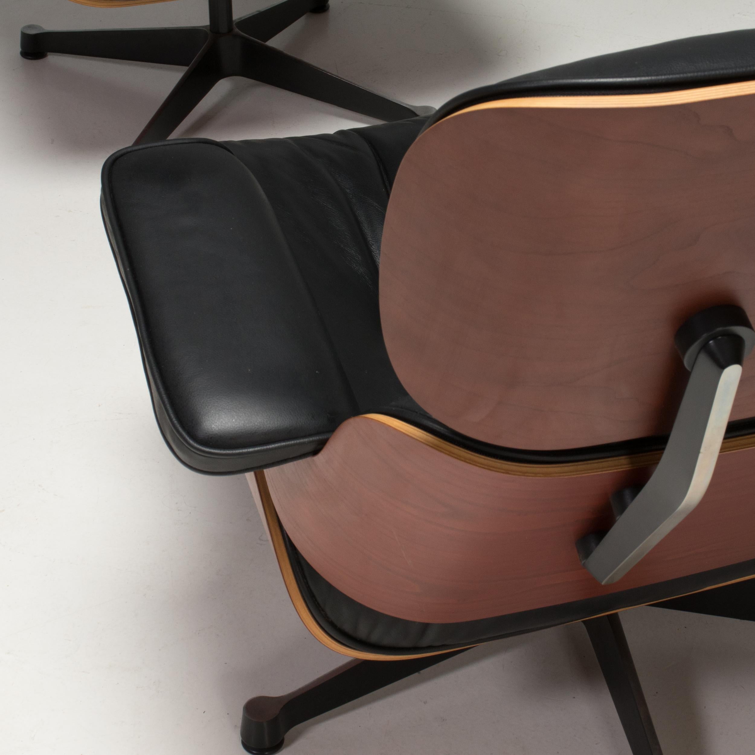 Eames Palisander & Black Leather Tall Lounge Chair & Ottoman by Vitra, 2006 3